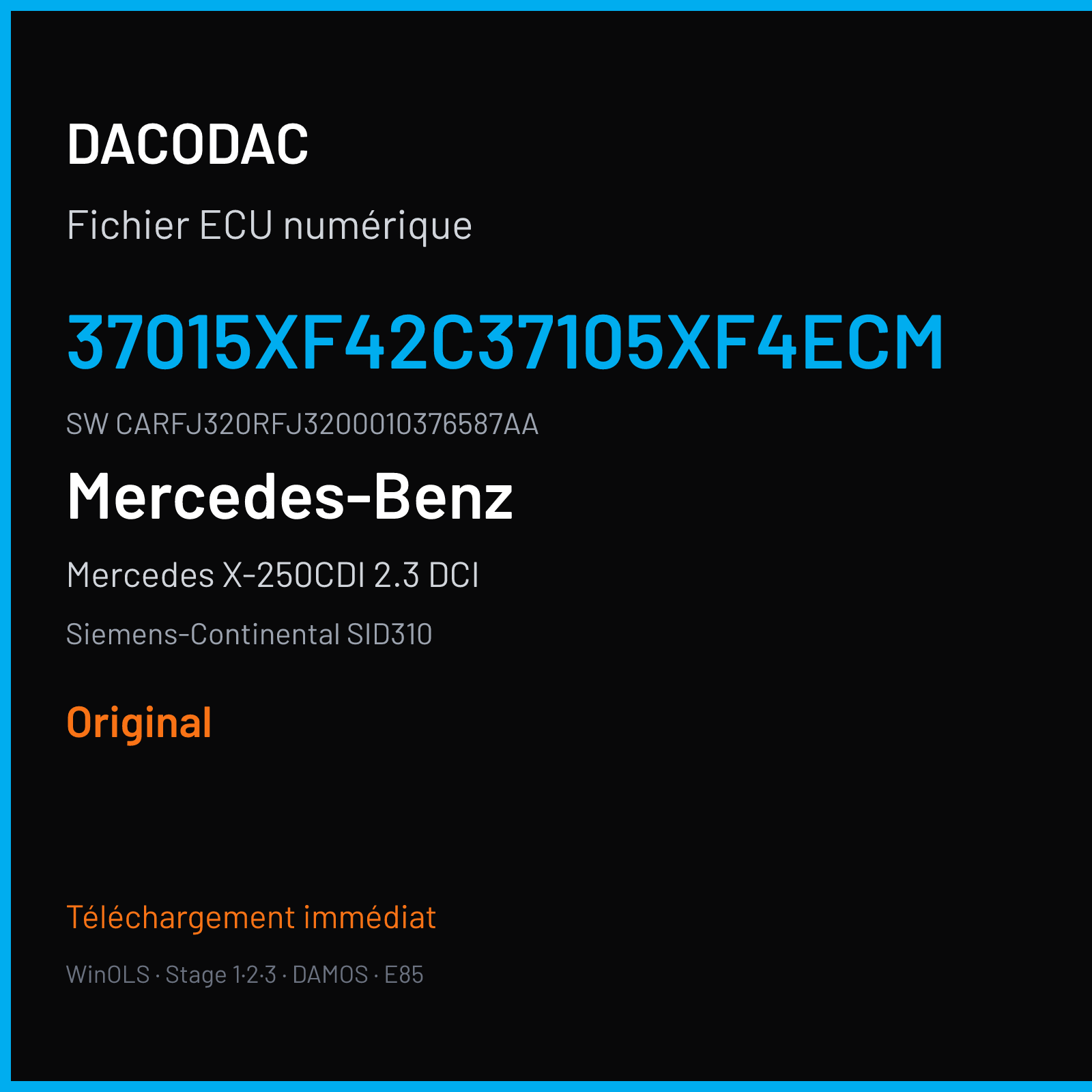 Mercedes X-250CDI 2.3 DCI 190 ch (2017) — Siemens-Continental SID310 — 37015XF42C37105XF4ECM · CARFJ320RFJ3200010376587AA — Original