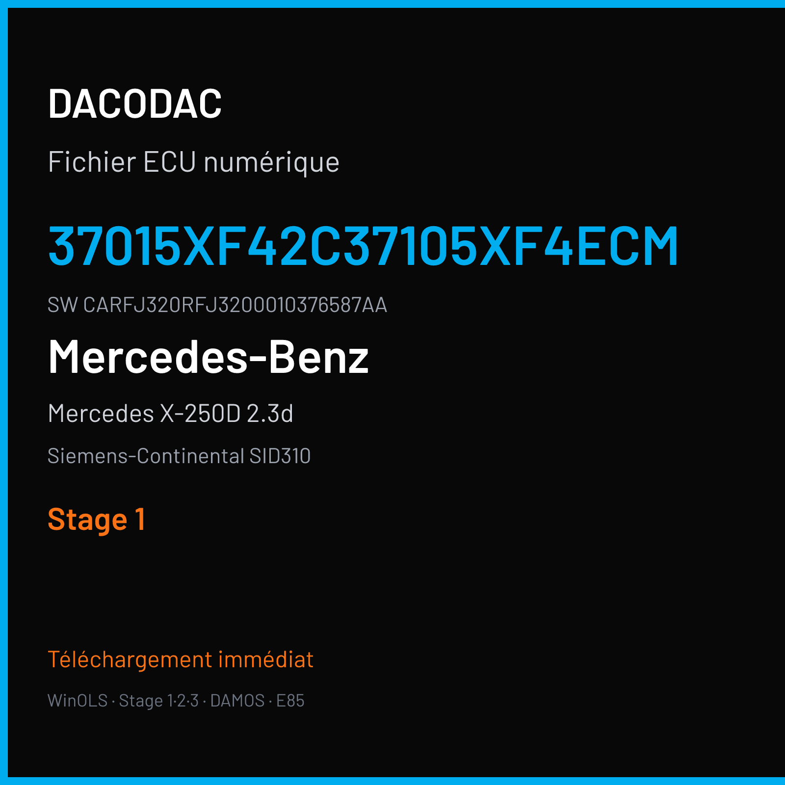 Mercedes X-250D 2.3d 190 ch (2017) — Siemens-Continental SID310 — 37015XF42C37105XF4ECM · CARFJ320RFJ3200010376587AA — Stage 1