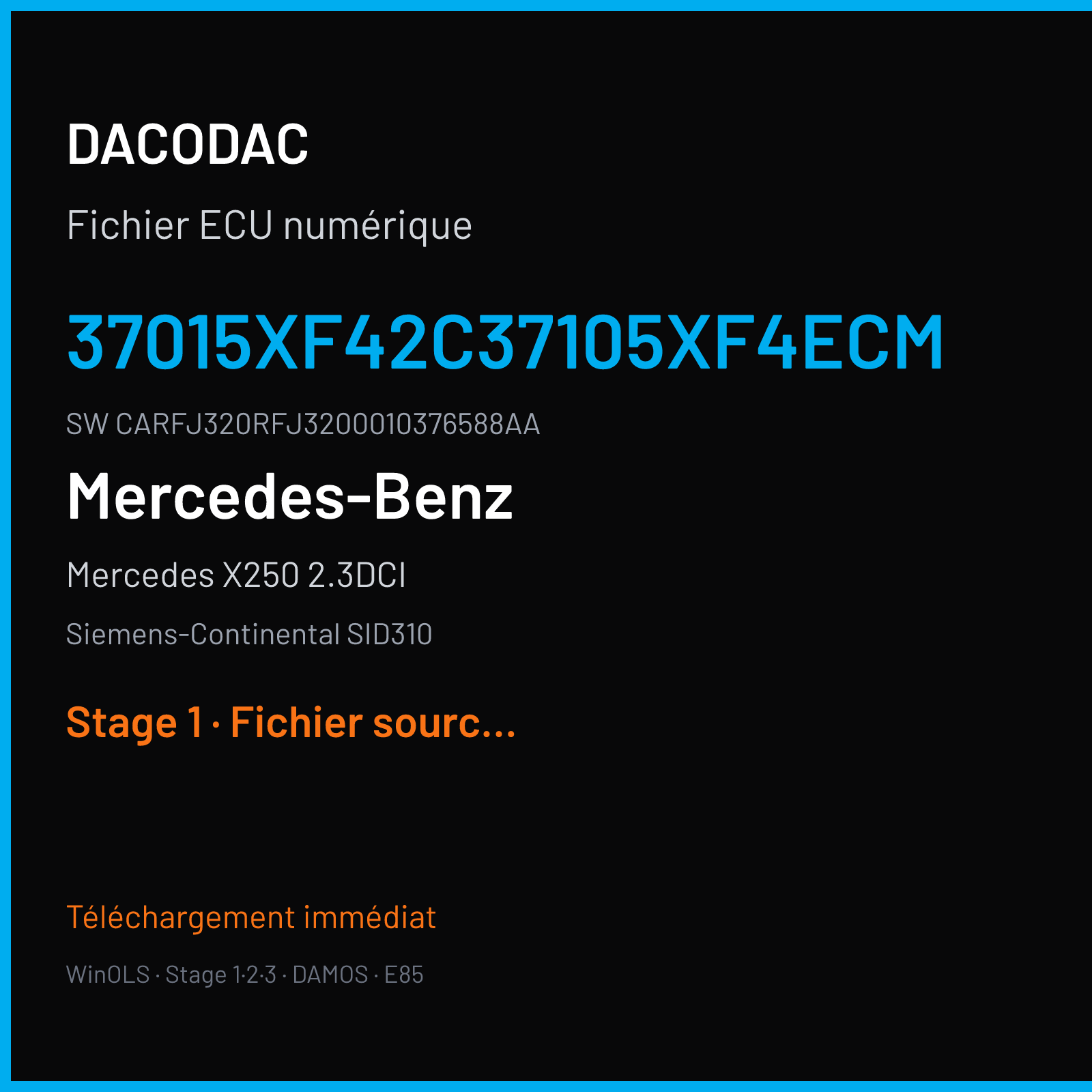Mercedes X250 2.3DCI 190 ch (2020) — Siemens-Continental SID310 — 37015XF42C37105XF4ECM · CARFJ320RFJ3200010376588AA — Stage 1