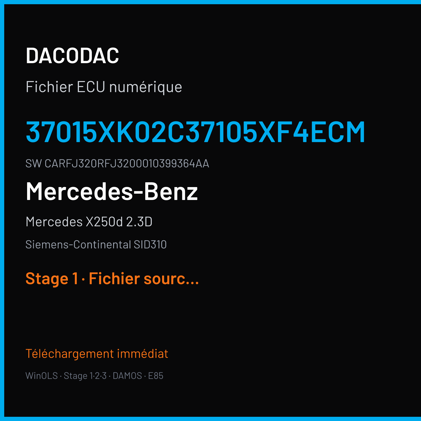 Mercedes X250d 2.3D 190 ch (2017) — Siemens-Continental SID310 — 37015XK02C37105XF4ECM · CARFJ320RFJ3200010399364AA — Stage 1