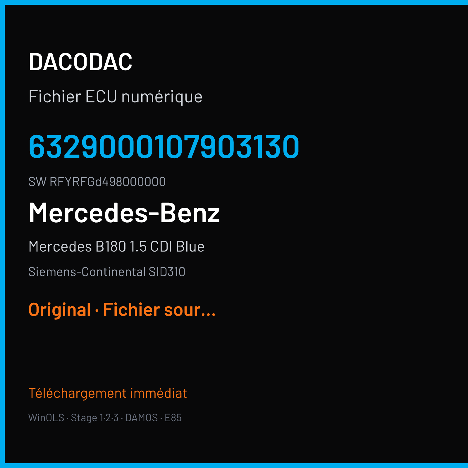 Mercedes B180 1.5 CDI Blue (2015) — Siemens-Continental SID310 — 6329000107903130 · RFYRFGd498000000 — Original