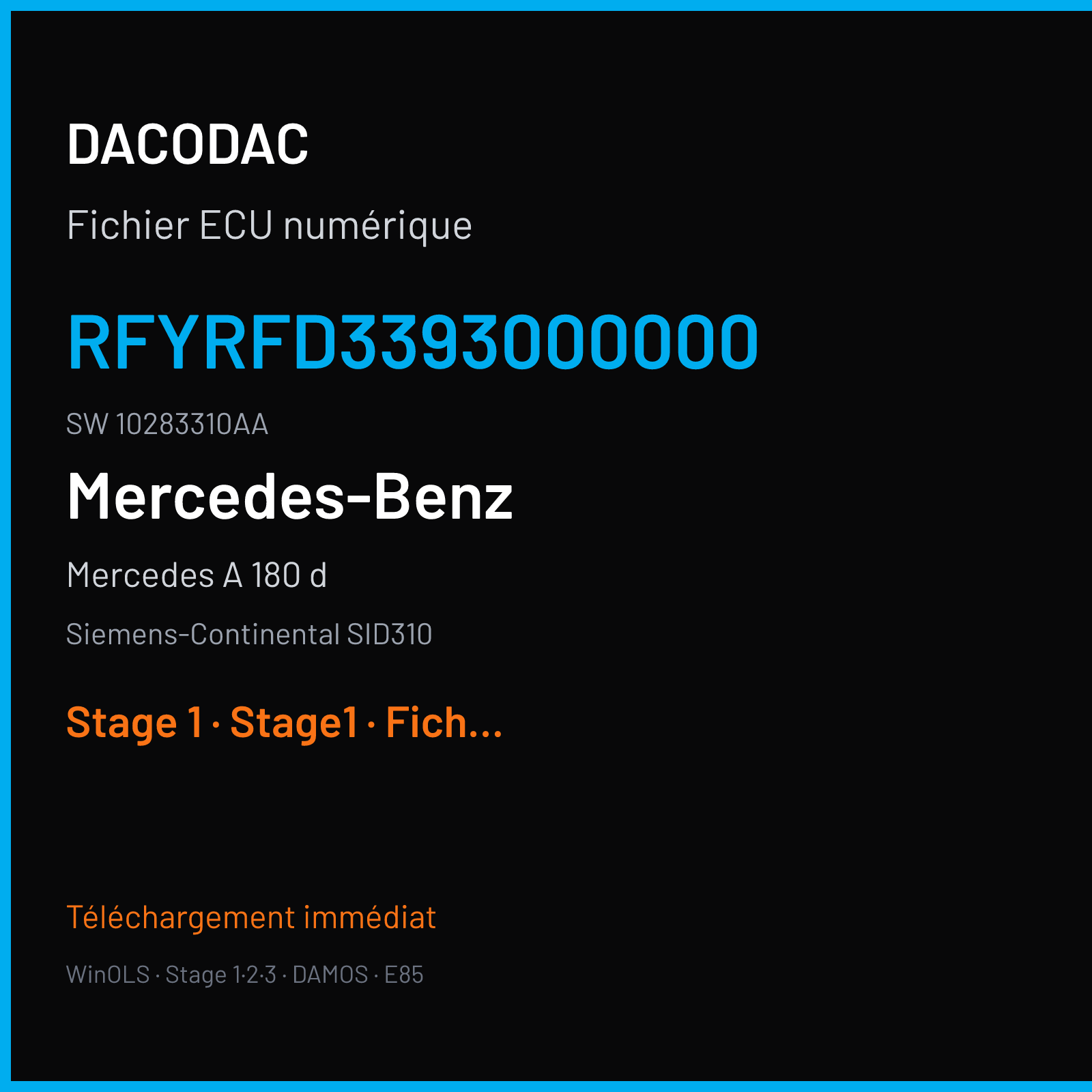Mercedes A 180 d 109 ch (2017) — Siemens-Continental SID310 — RFYRFD3393000000 · 10283310AA — Stage 1