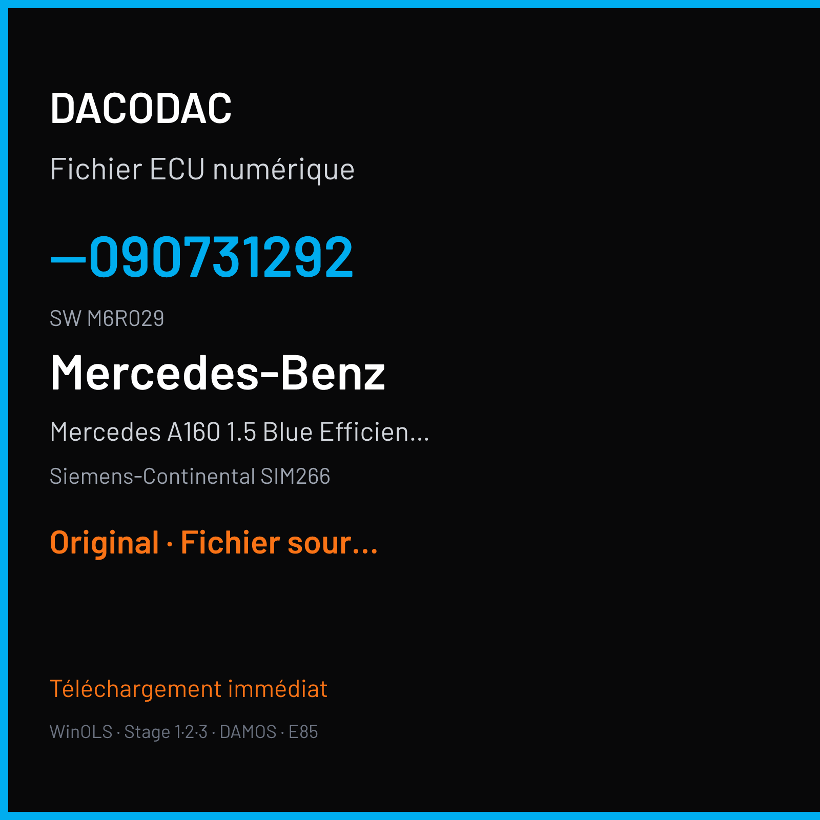 Mercedes A160 1.5 Blue Efficiency (2009) — Siemens-Continental SIM266 — --090731292 · M6R029 — Original