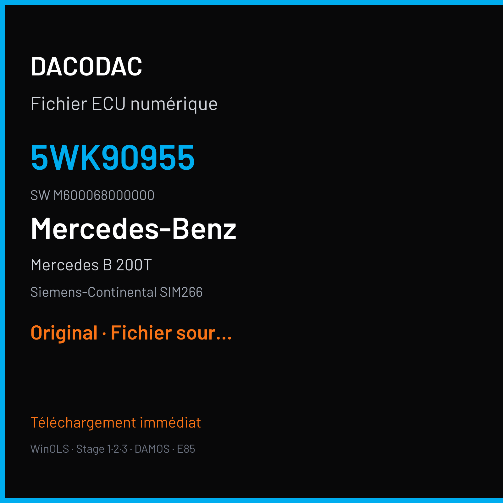 Mercedes B 200T (2006) — Siemens-Continental SIM266 — 5WK90955 · M600068000000 — Original