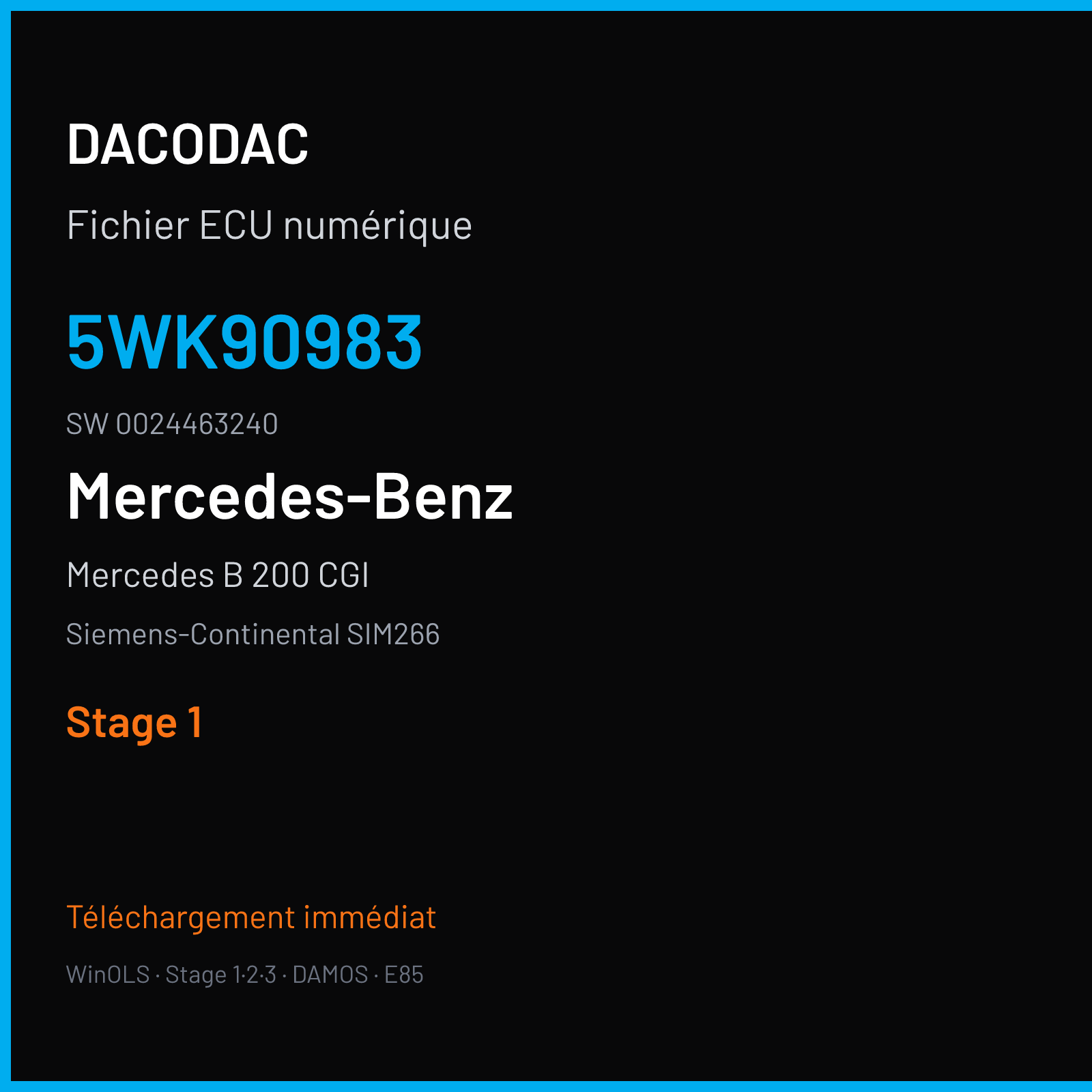 Mercedes B 200 CGI 193 ch (2001) — Siemens-Continental SIM266 — 5WK90983 · 0024463240 · M60077 — Stage 1