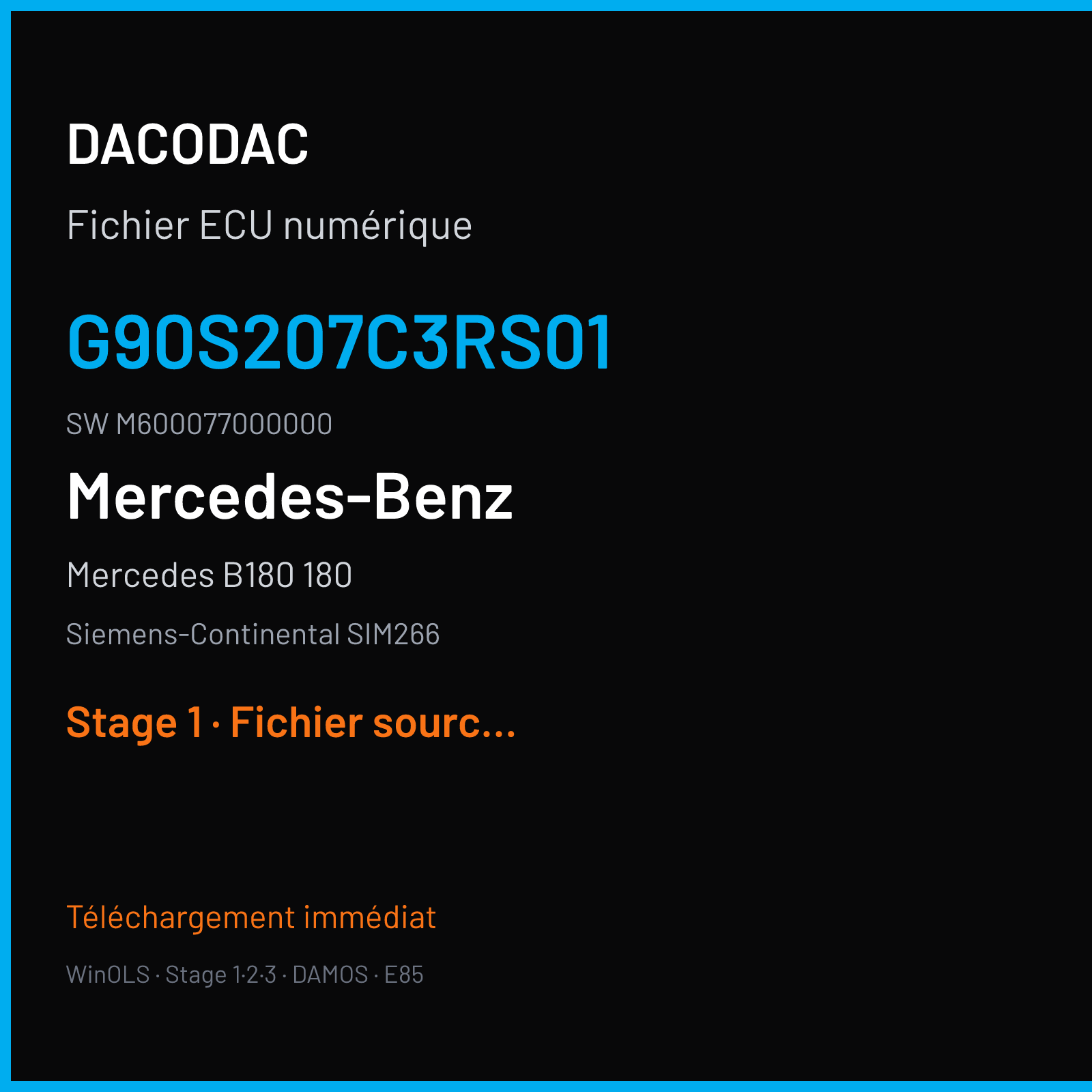 Mercedes B180 180 (2010) — Siemens-Continental SIM266 — G90S207C3RS01 · M600077000000 — Stage 1