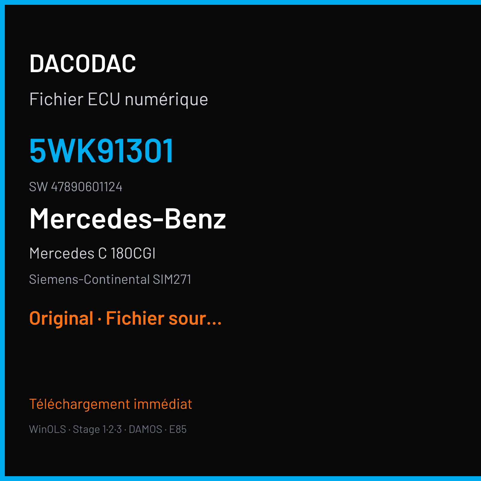 Mercedes C 180CGI 156 ch (2017) — Siemens-Continental SIM271 — 5WK91301 · 47890601124 · M800008400000 — Original