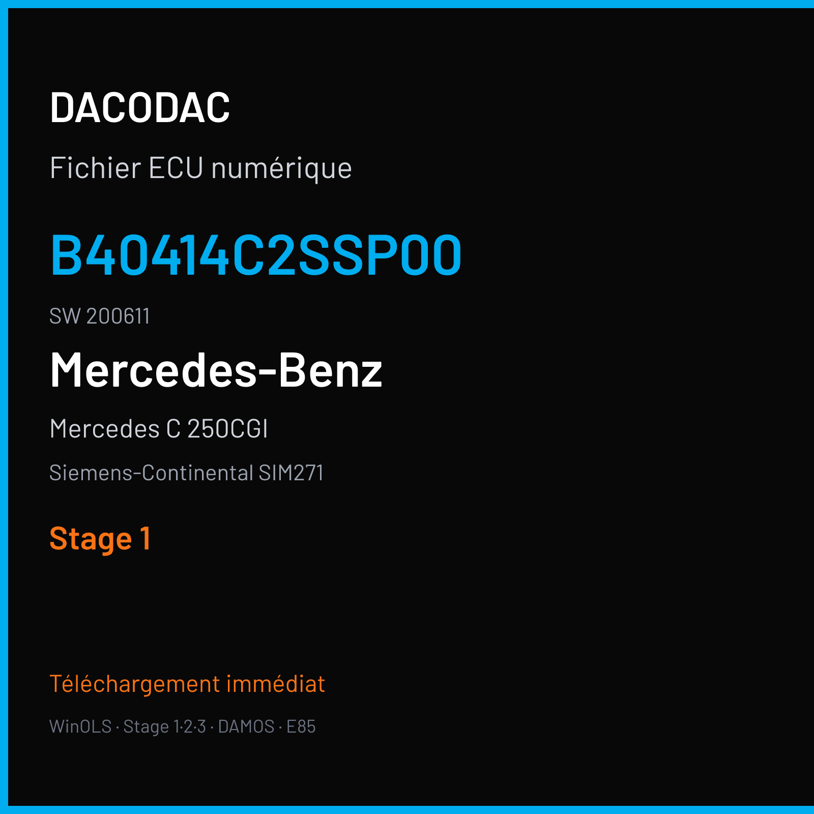 Mercedes C 250CGI 211 ch (2015) — Siemens-Continental SIM271 — B40414C2SSP00 · 200611 · 2719033504 M800007400000 — Stage 1