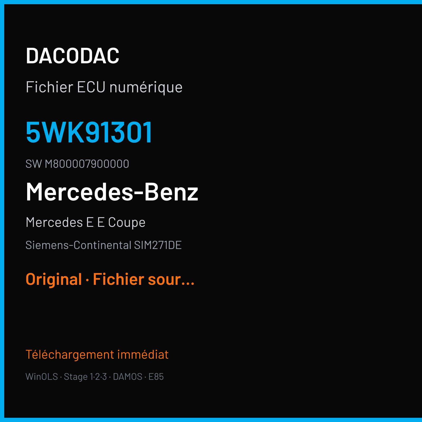 Mercedes E E Coupe (2012) — Siemens-Continental SIM271DE — 5wk91301 · M800007900000 — Original