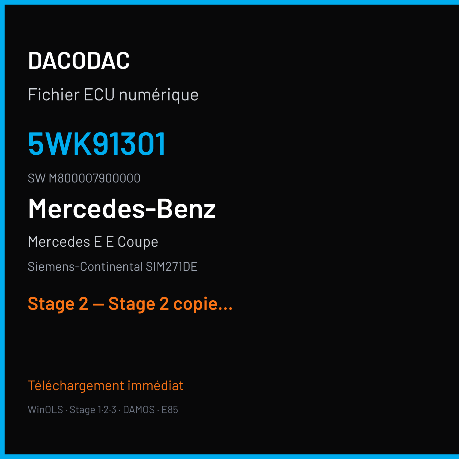 Mercedes E E Coupe (2012) — Siemens-Continental SIM271DE — 5wk91301 · M800007900000 — Stage 2 — Stage 2 copied from BC file