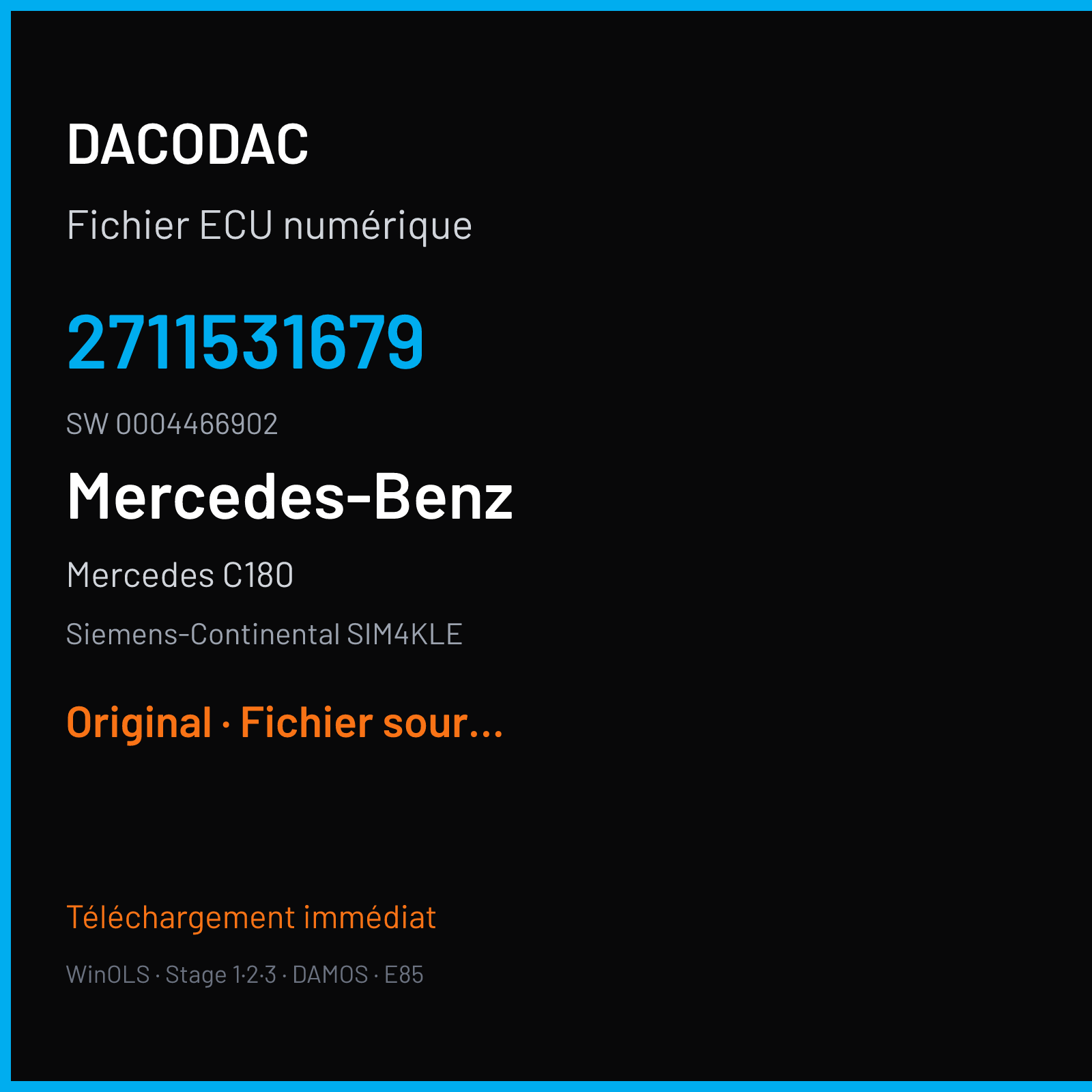 Mercedes C180 143 ch (2002) — Siemens-Continental SIM4KLE — 2711531679 · 0004466902 · M300030010000 — Original