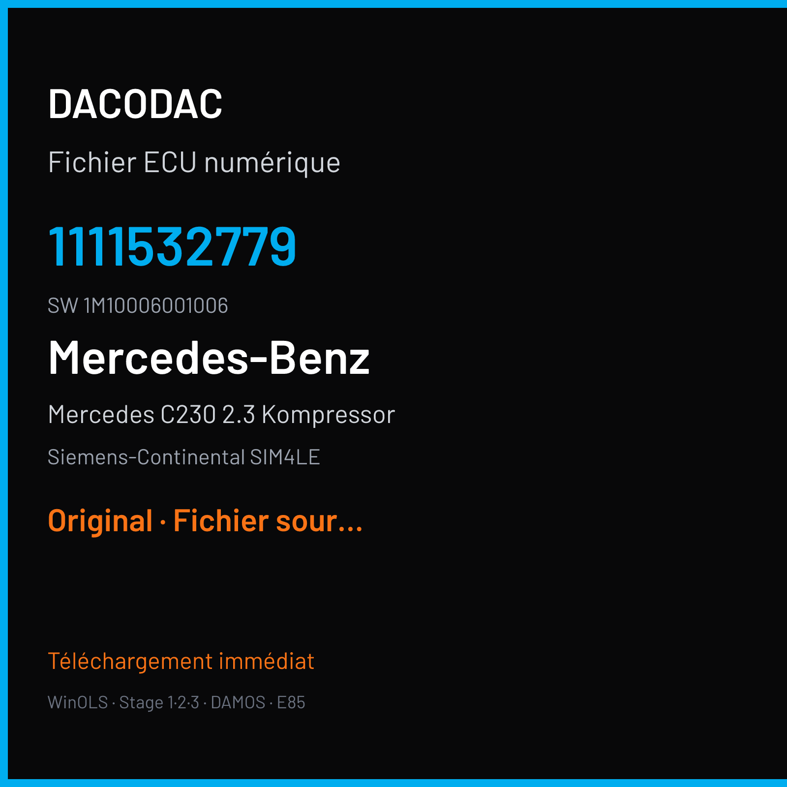 Mercedes C230 2.3 Kompressor (2001) — Siemens-Continental SIM4LE — 1111532779 · 1M10006001006 — Original