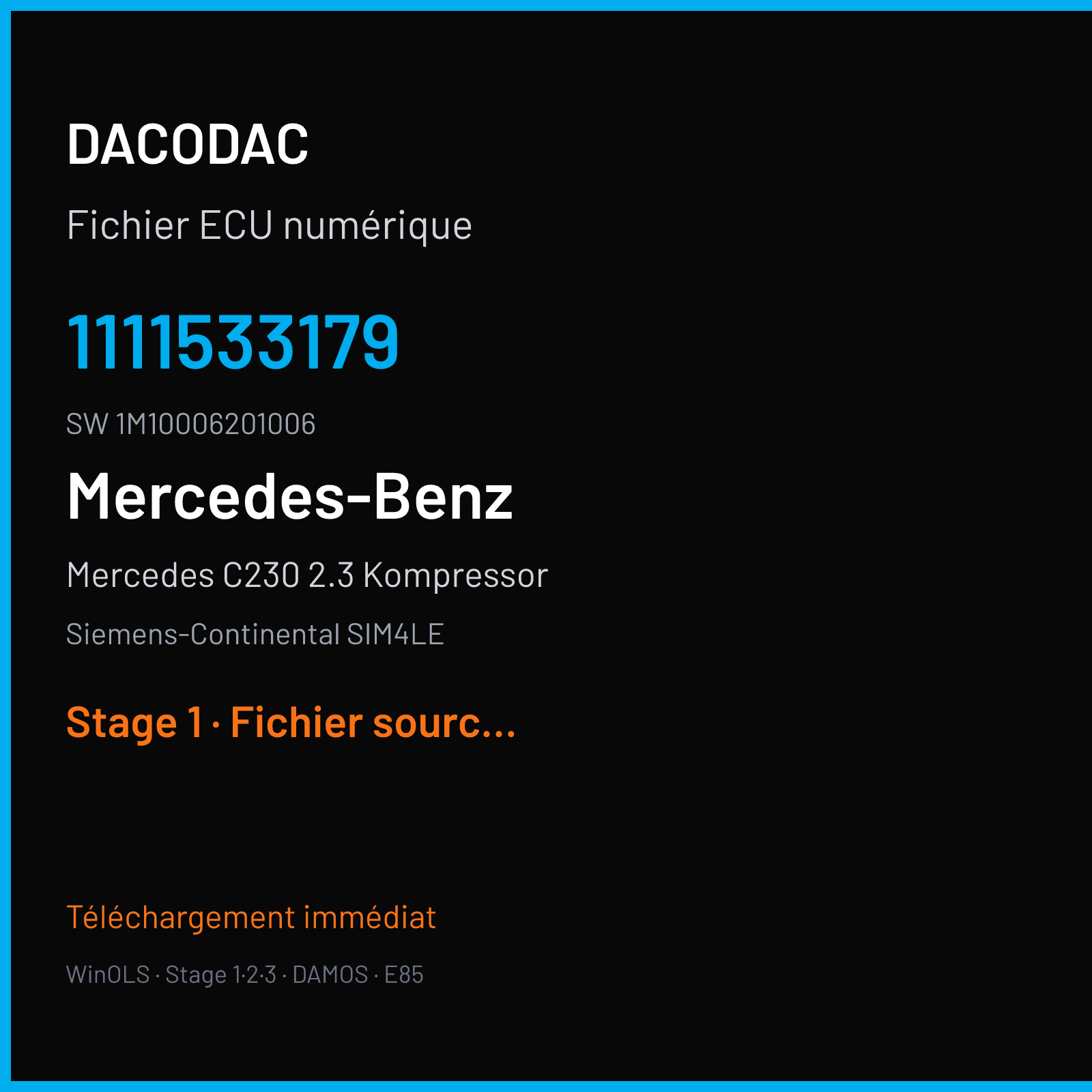 Mercedes C230 2.3 Kompressor (2001) — Siemens-Continental SIM4LE — 1111533179 · 1M10006201006 — Stage 1