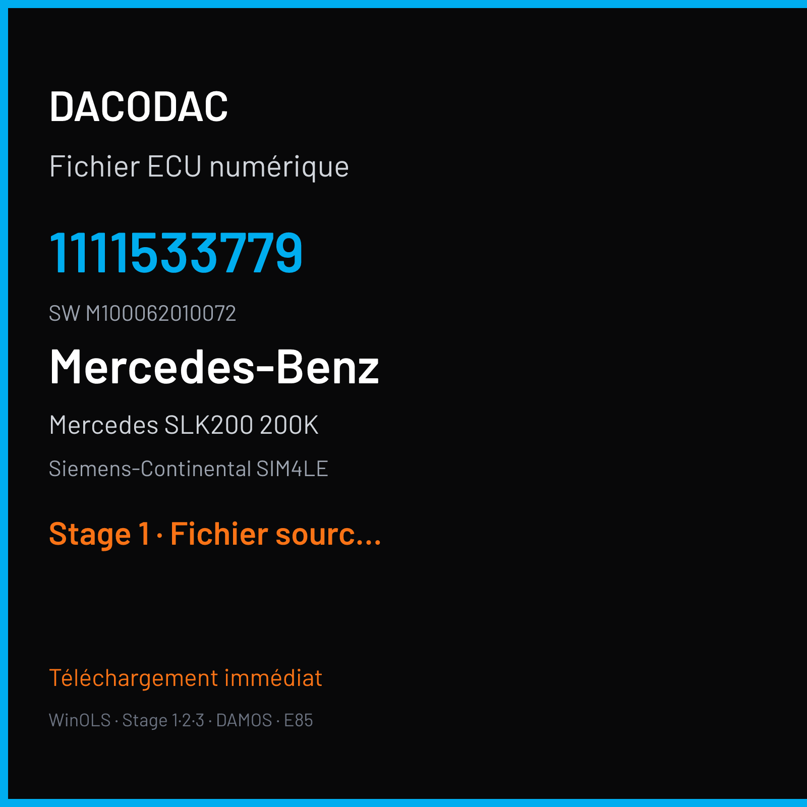 Mercedes SLK200 200K (2000) — Siemens-Continental SIM4LE — 1111533779 · M100062010072 — Stage 1