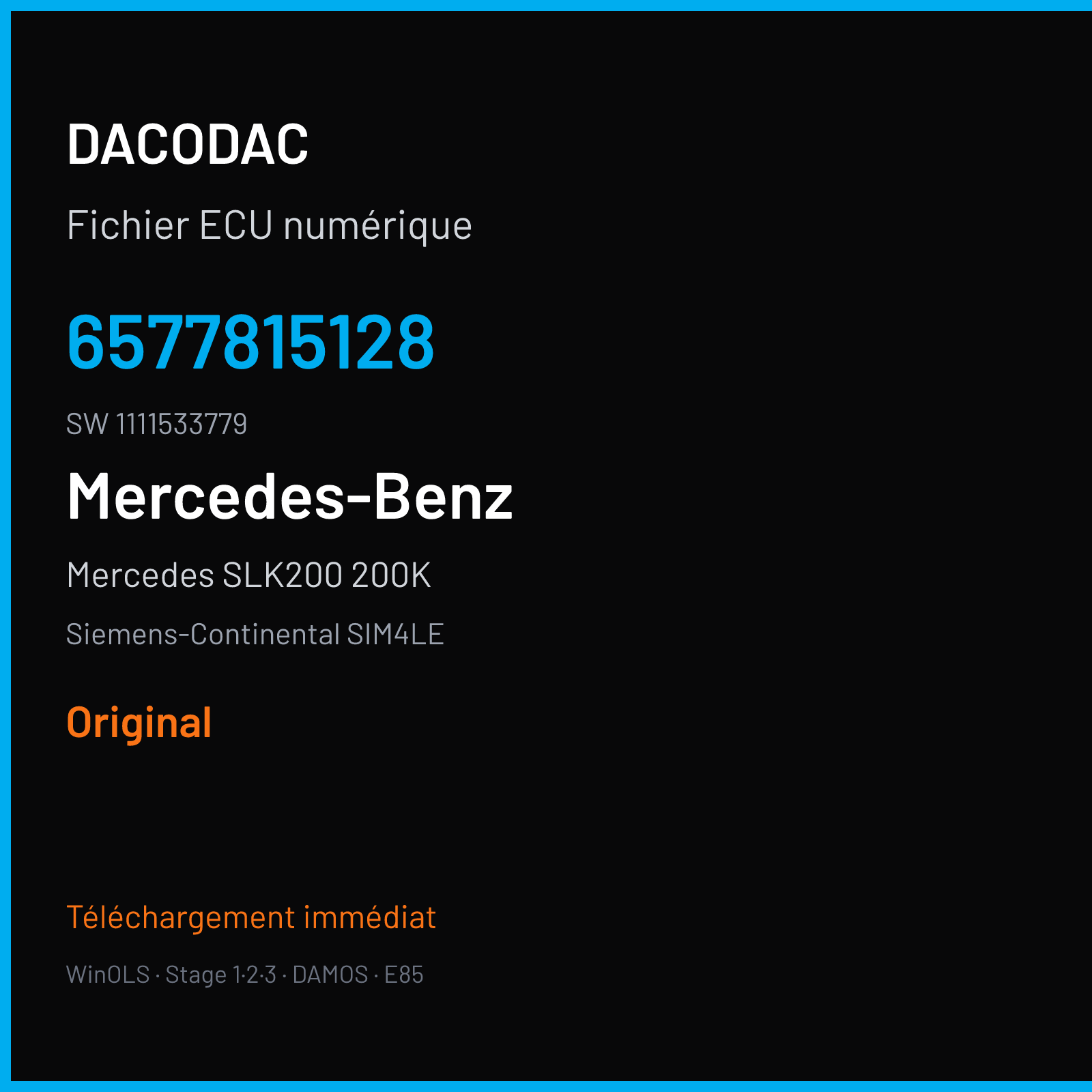 Mercedes SLK200 200K 163 ch (2000) — Siemens-Continental SIM4LE — 6577815128 · 1111533779 · M100062010072 — Original