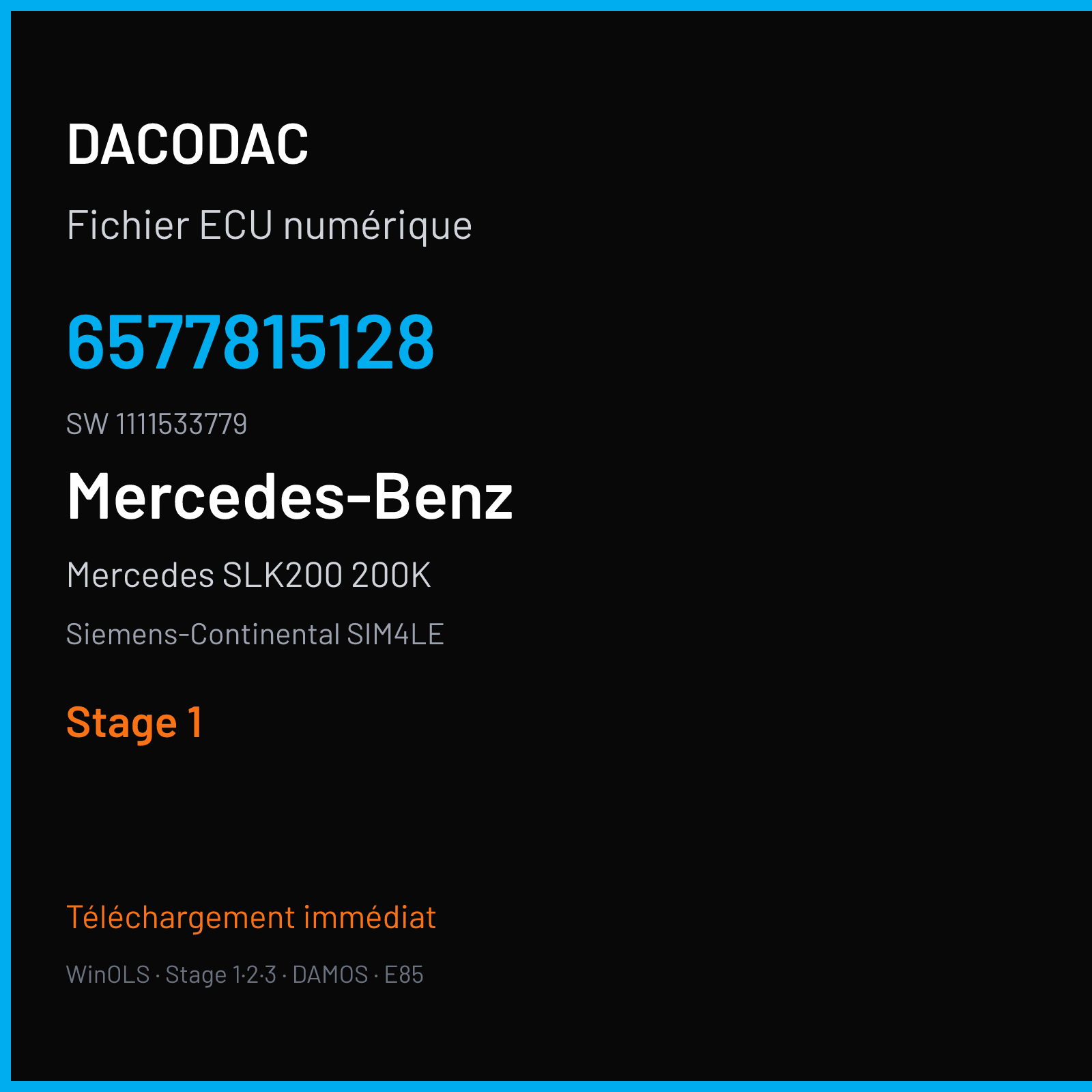 Mercedes SLK200 200K 163 ch (2000) — Siemens-Continental SIM4LE — 6577815128 · 1111533779 · M100062010072 — Stage 1
