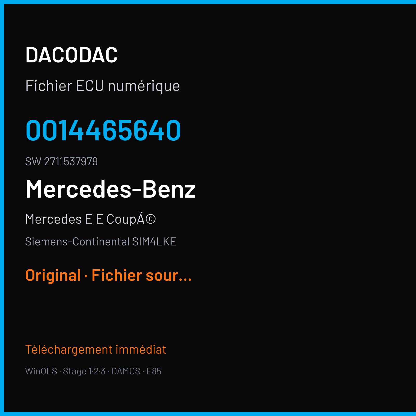 Mercedes E E CoupÃ© (2005) — Siemens-Continental SIM4LKE — 0014465640 · 2711537979 — Original