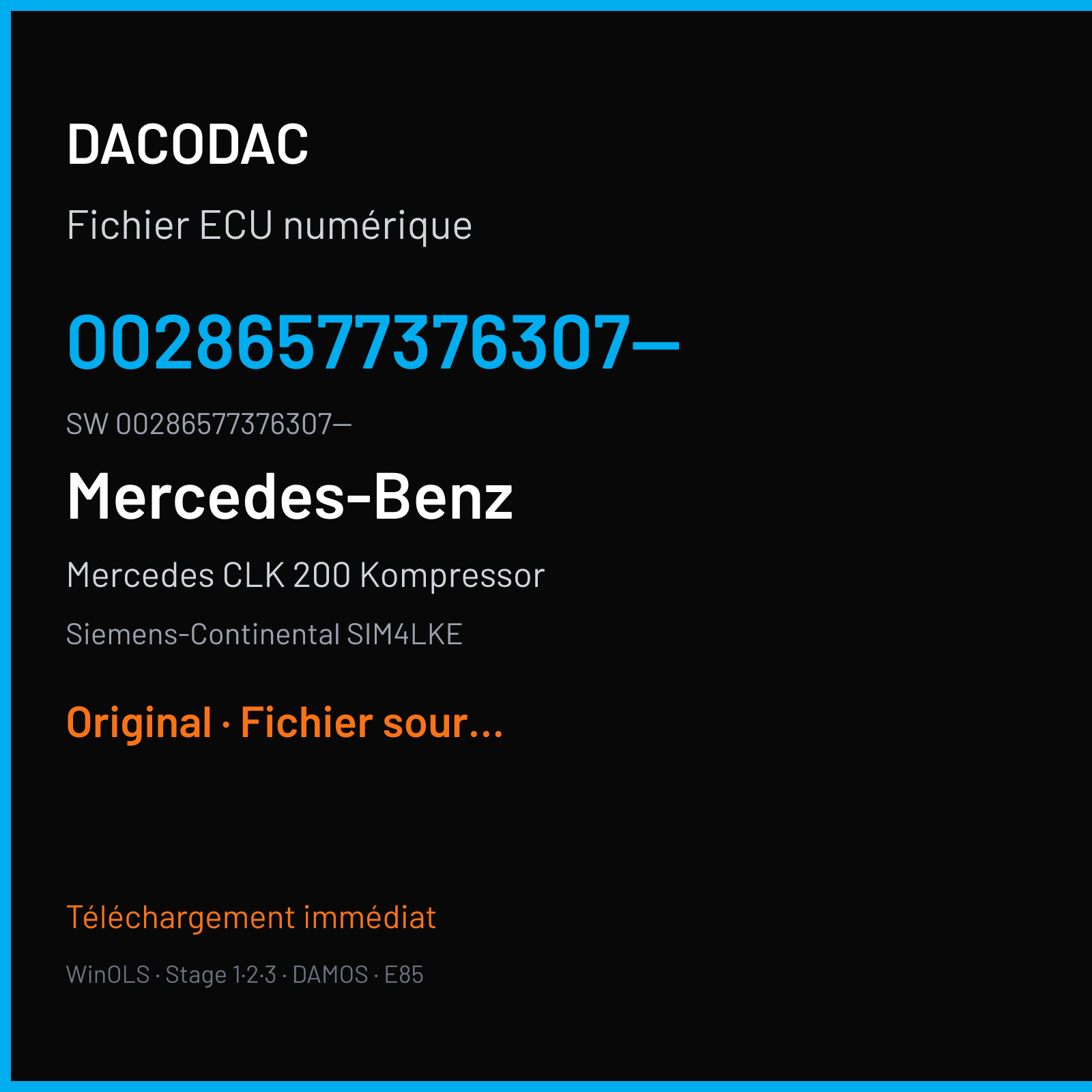 Mercedes CLK 200 Kompressor 163 ch (2004) — Siemens-Continental SIM4LKE — 00286577376307-- · 00286577376307-- · M300045010000 — Original
