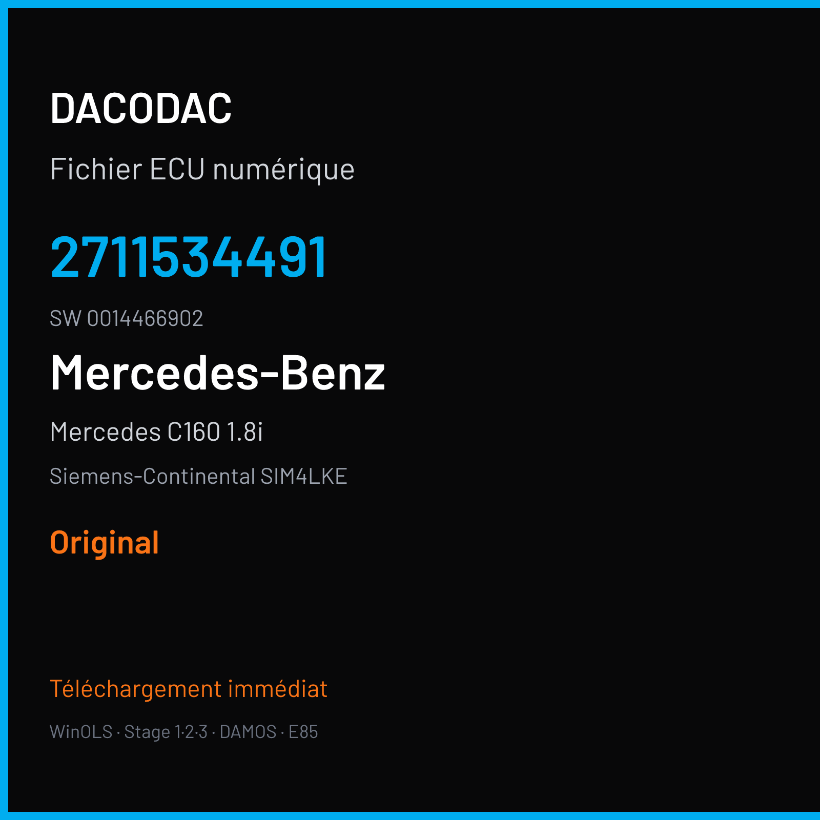 Mercedes C160 1.8i 122 ch — Siemens-Continental SIM4LKE — 2711534491 · 0014466902 · M300050010000 — Original