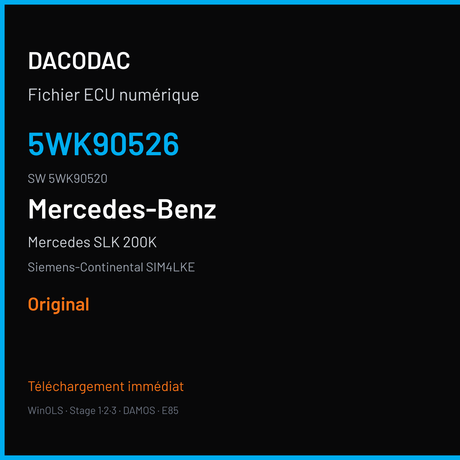 Mercedes SLK 200K 163 ch — Siemens-Continental SIM4LKE — 5WK90526 · 5WK90520 · M300045010000 — Original