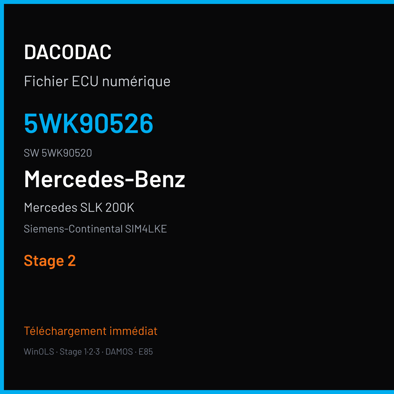 Mercedes SLK 200K 163 ch — Siemens-Continental SIM4LKE — 5WK90526 · 5WK90520 · M300045010000 — Stage 2