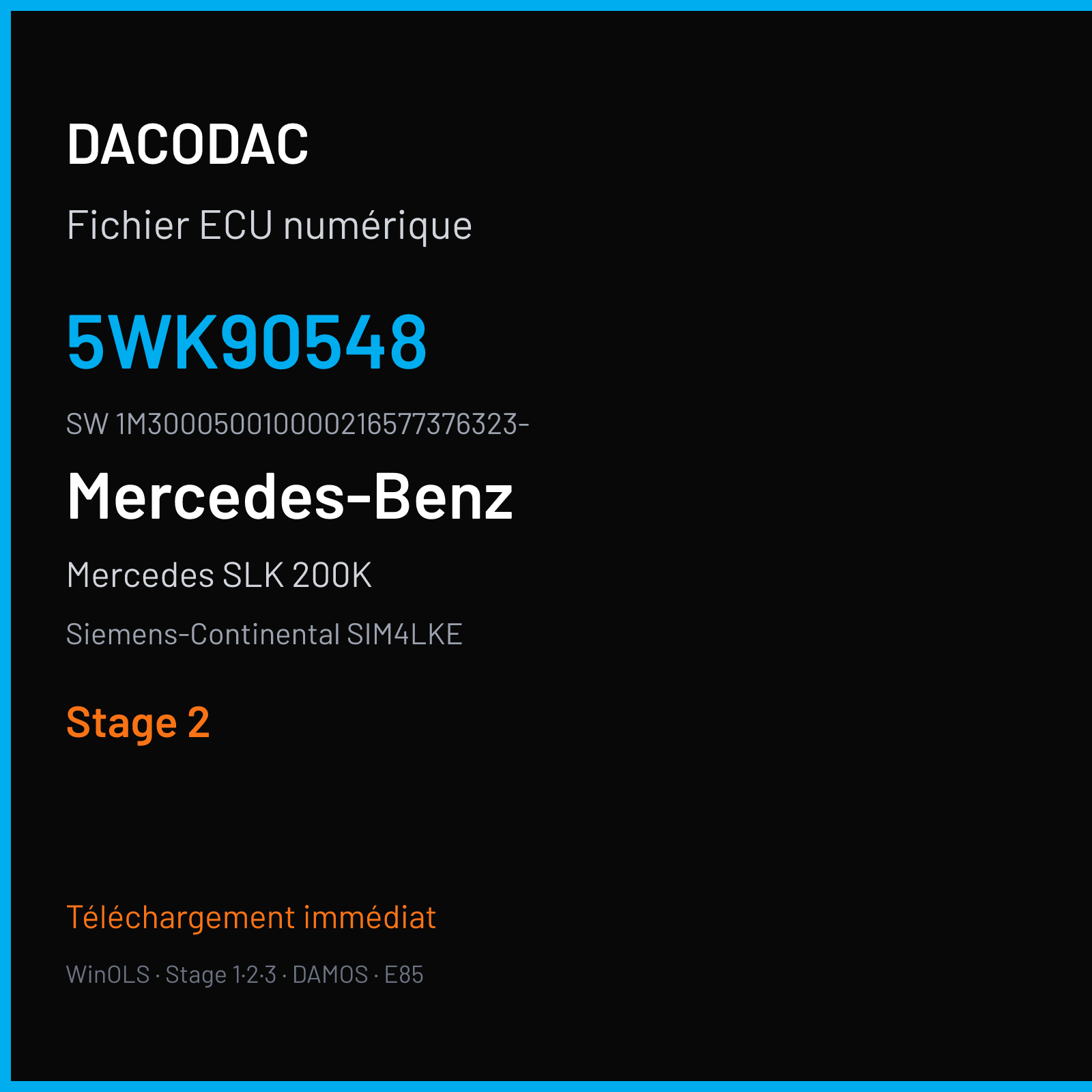 Mercedes SLK 200K 163 ch (2006) — Siemens-Continental SIM4LKE — 5WK90548 · 1M300050010000216577376323- · M300050010000 — Stage 2