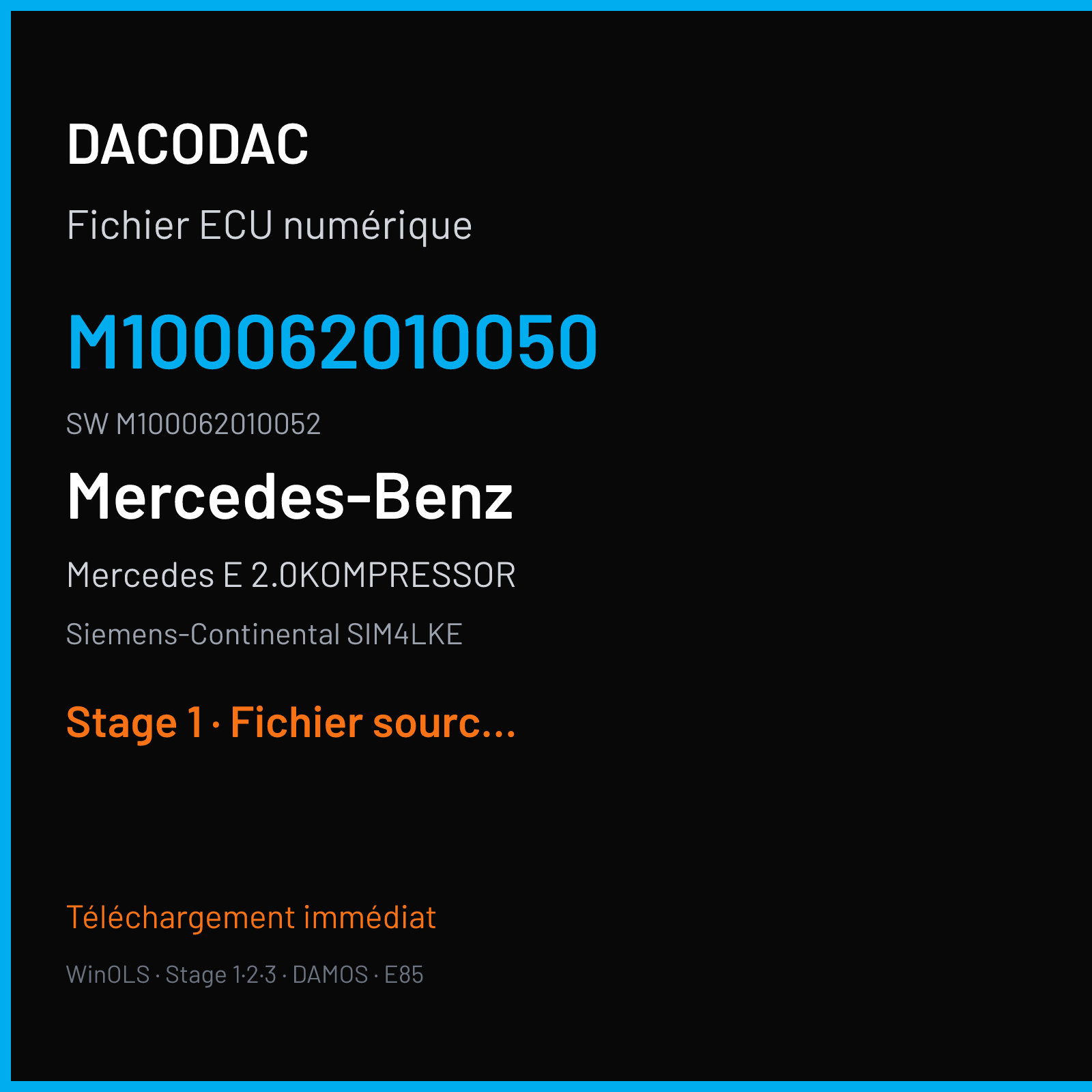 Mercedes E 2.0KOMPRESSOR (2002) — Siemens-Continental SIM4LKE — M100062010050 · M100062010052 — Stage 1