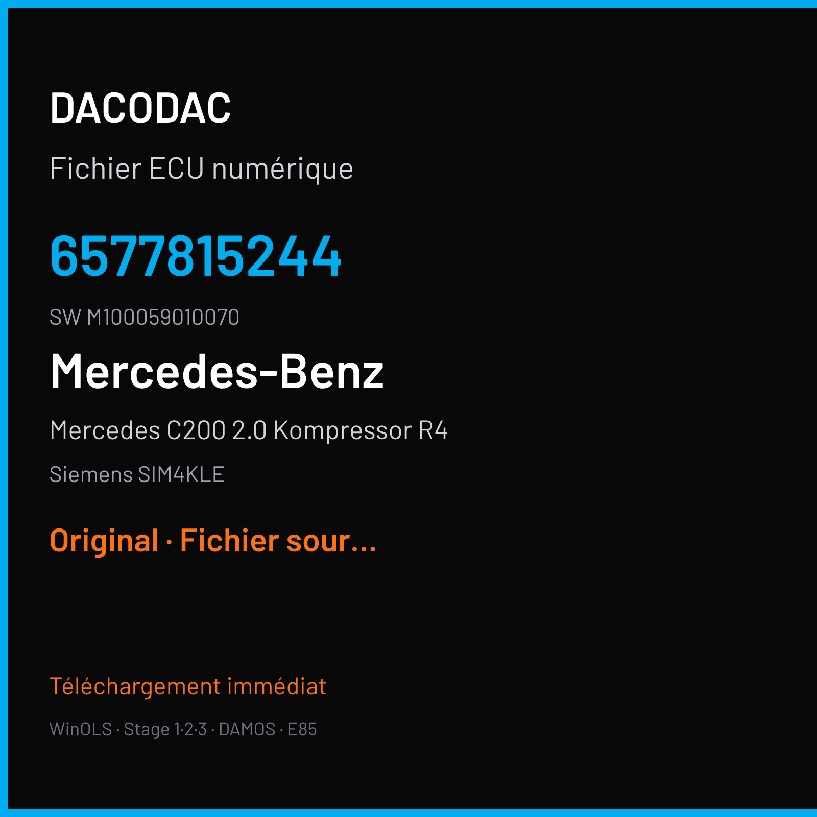Mercedes C200 2.0 Kompressor R4 — Siemens SIM4KLE — 6577815244 · M100059010070 — Original