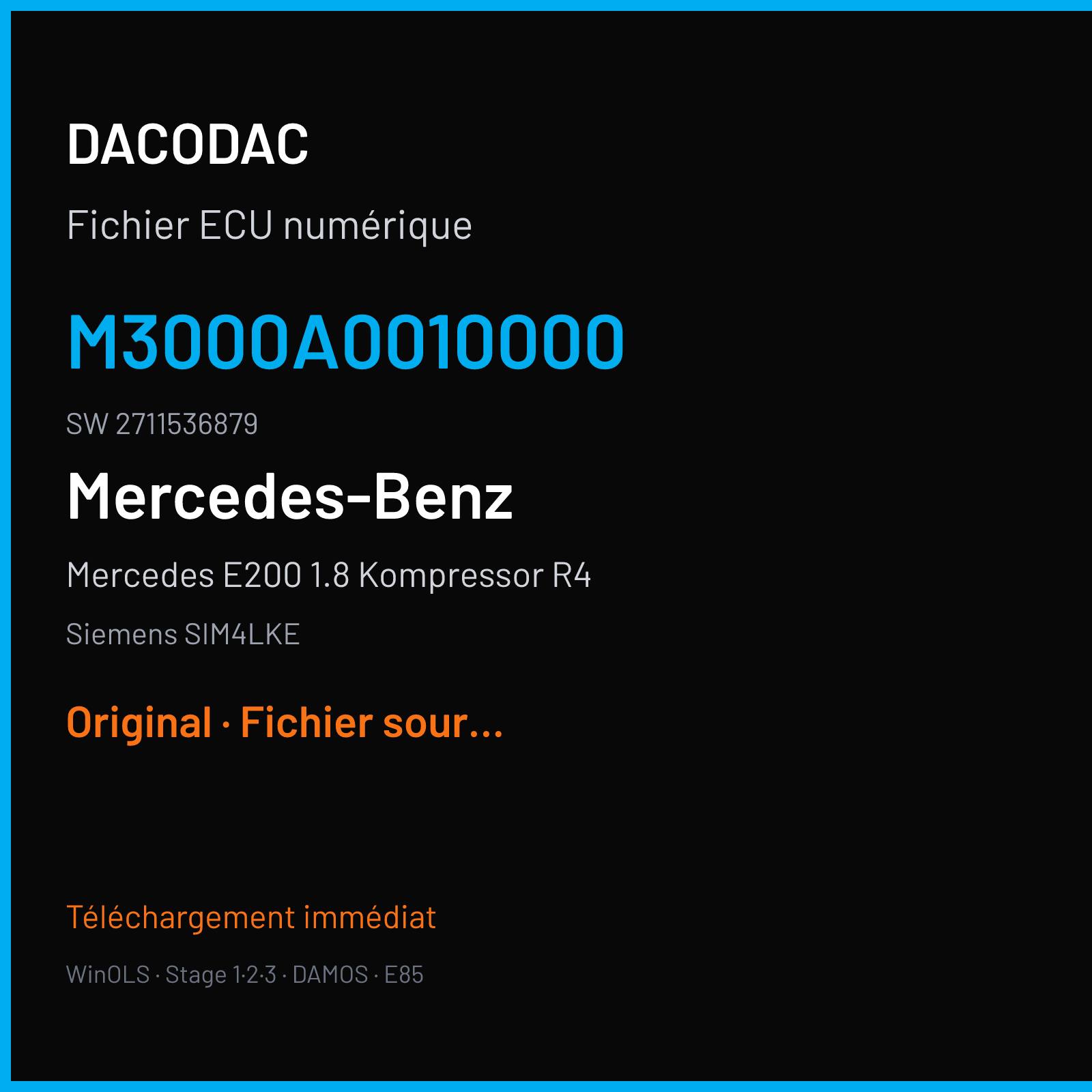 Mercedes E200 1.8 Kompressor R4 (2002) — Siemens SIM4LKE — M3000A0010000 · 2711536879 — Original