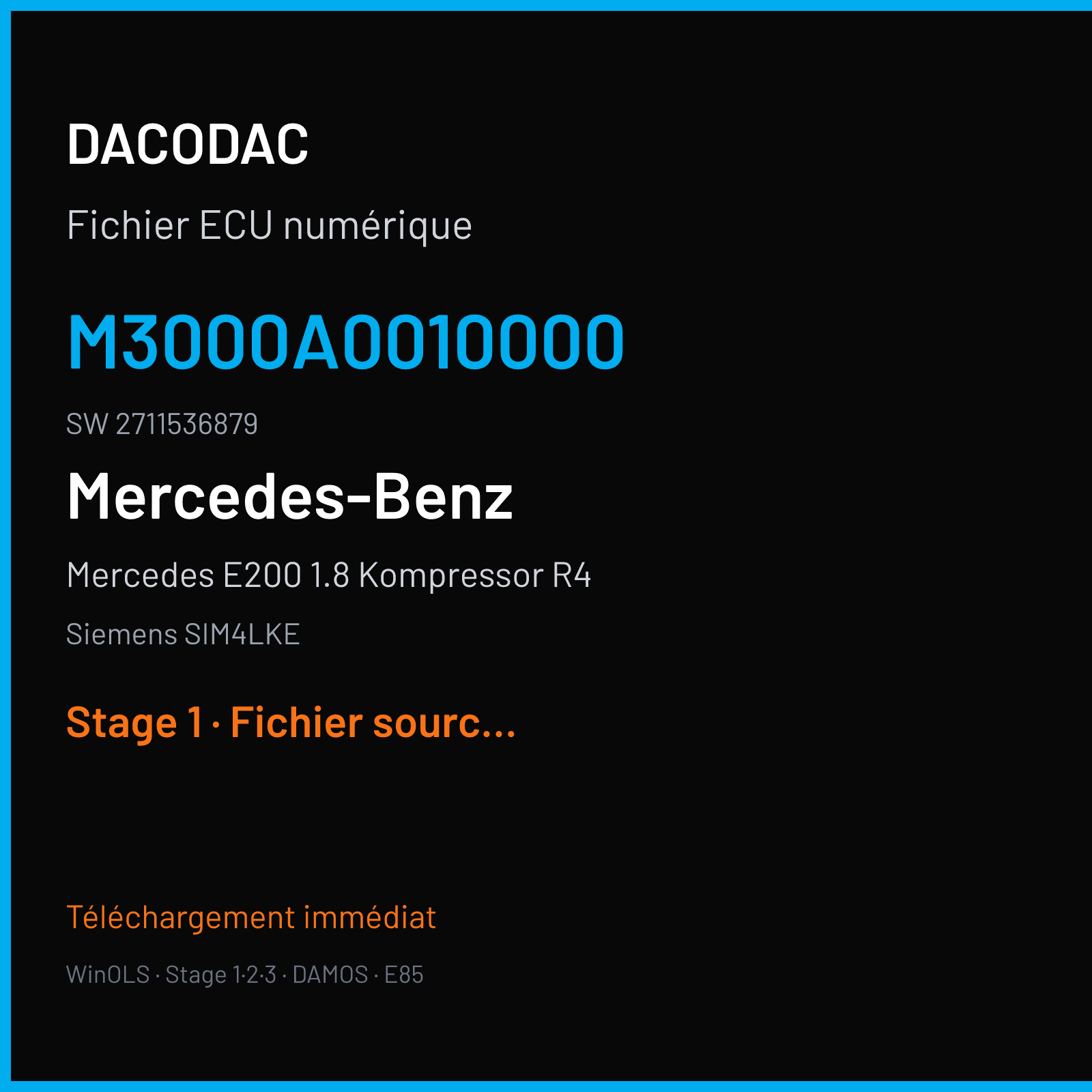 Mercedes E200 1.8 Kompressor R4 (2002) — Siemens SIM4LKE — M3000A0010000 · 2711536879 — Stage 1