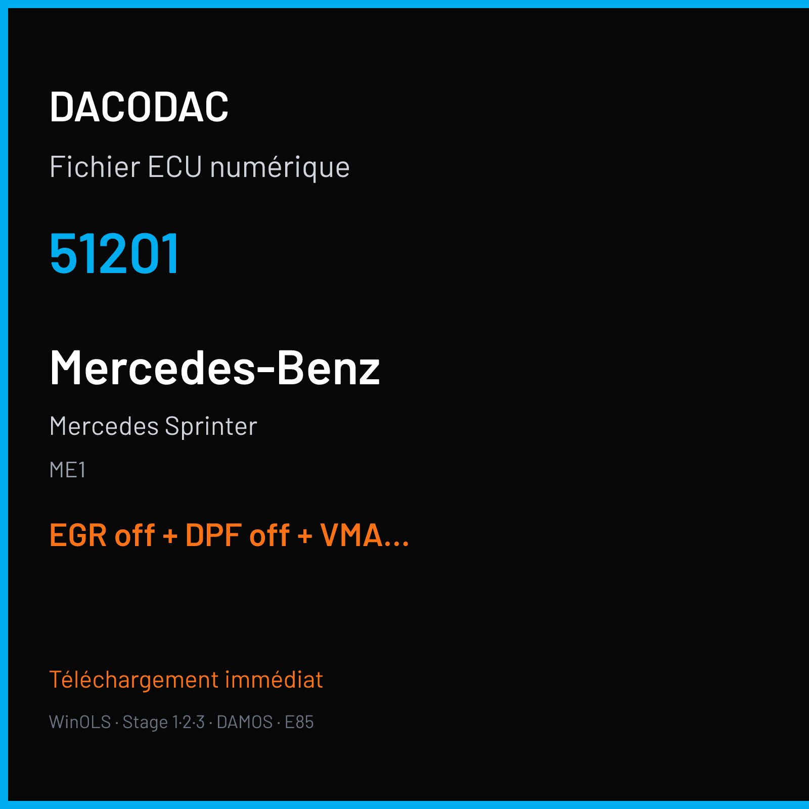 Mercedes Sprinter (2013) — ME1 — 51201 — EGR off + DPF off + VMAX off