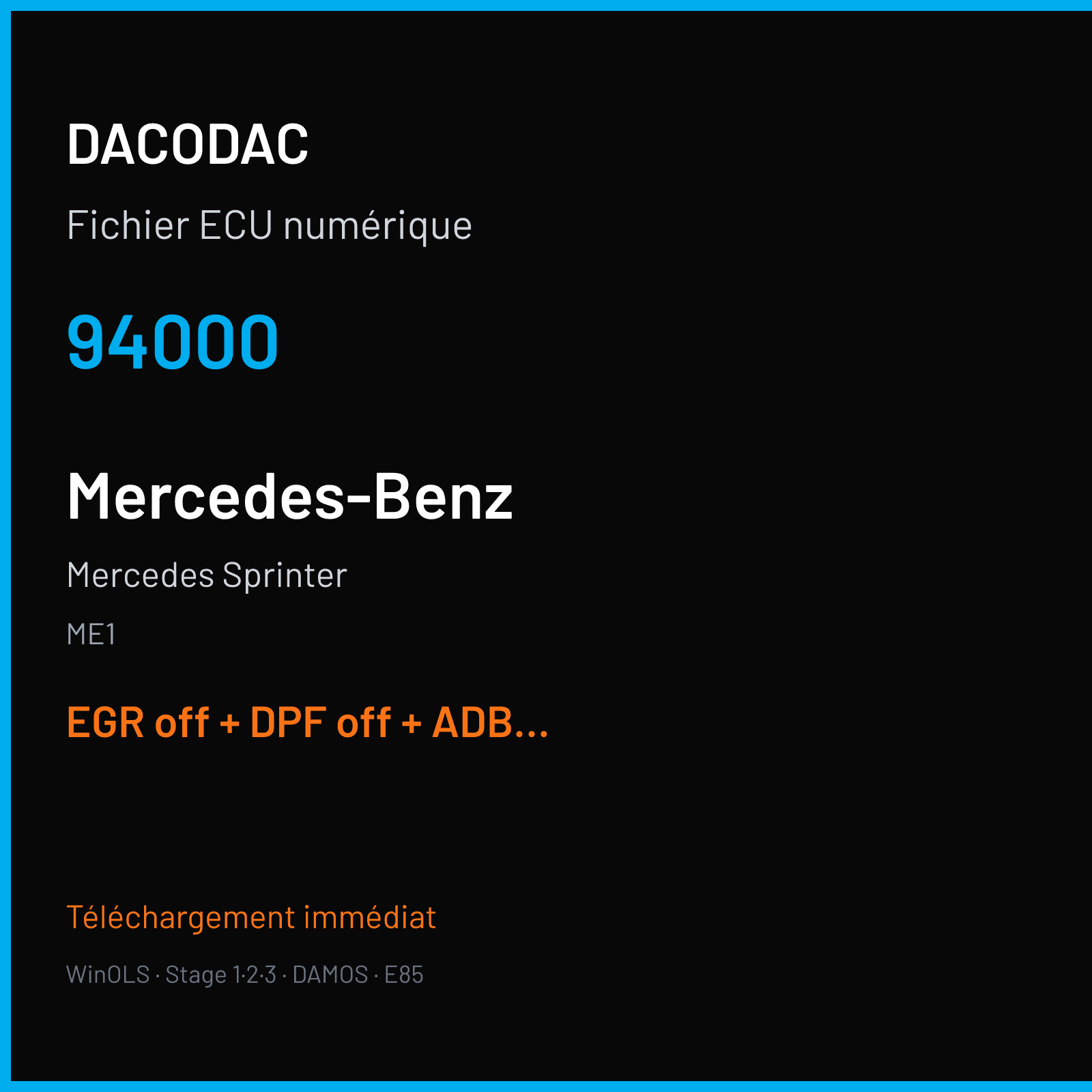 Mercedes Sprinter (2019) — ME1 — 94000 — EGR off + DPF off + ADBLUE off + VMAX off