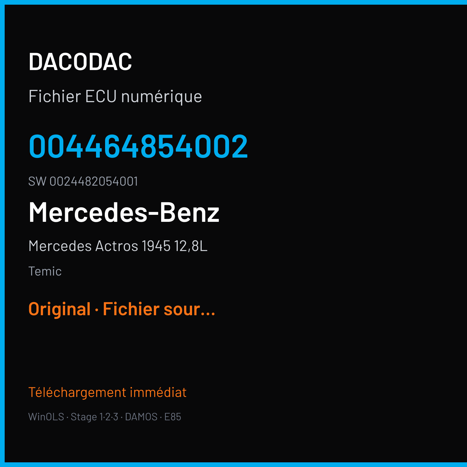 Mercedes Actros 1945 12,8L 449 ch (2016) — Temic — 004464854002 · 0024482054001 · 0084486454001 ACM — Original