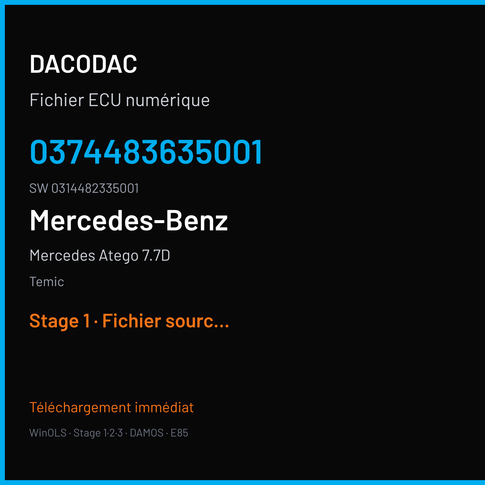 Mercedes Atego 7.7D 300 ch — Temic — 0374483635001 · 0314482335001 · 0394485235004 MCM2.1 — Stage 1