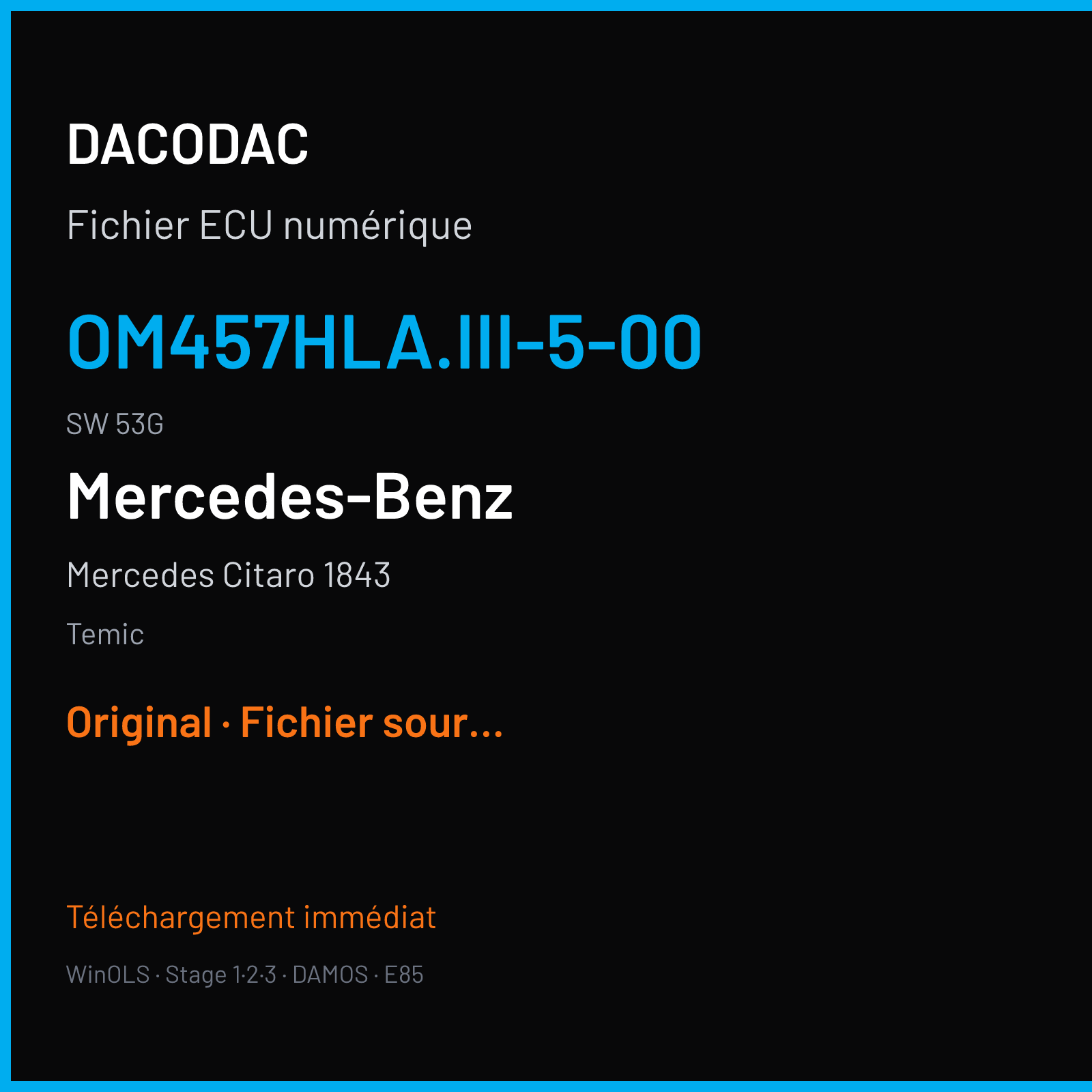 Mercedes Citaro 1843 354 ch (1999) — Temic — OM457hLA.III-5-00 · 53G · 0DFF — Original