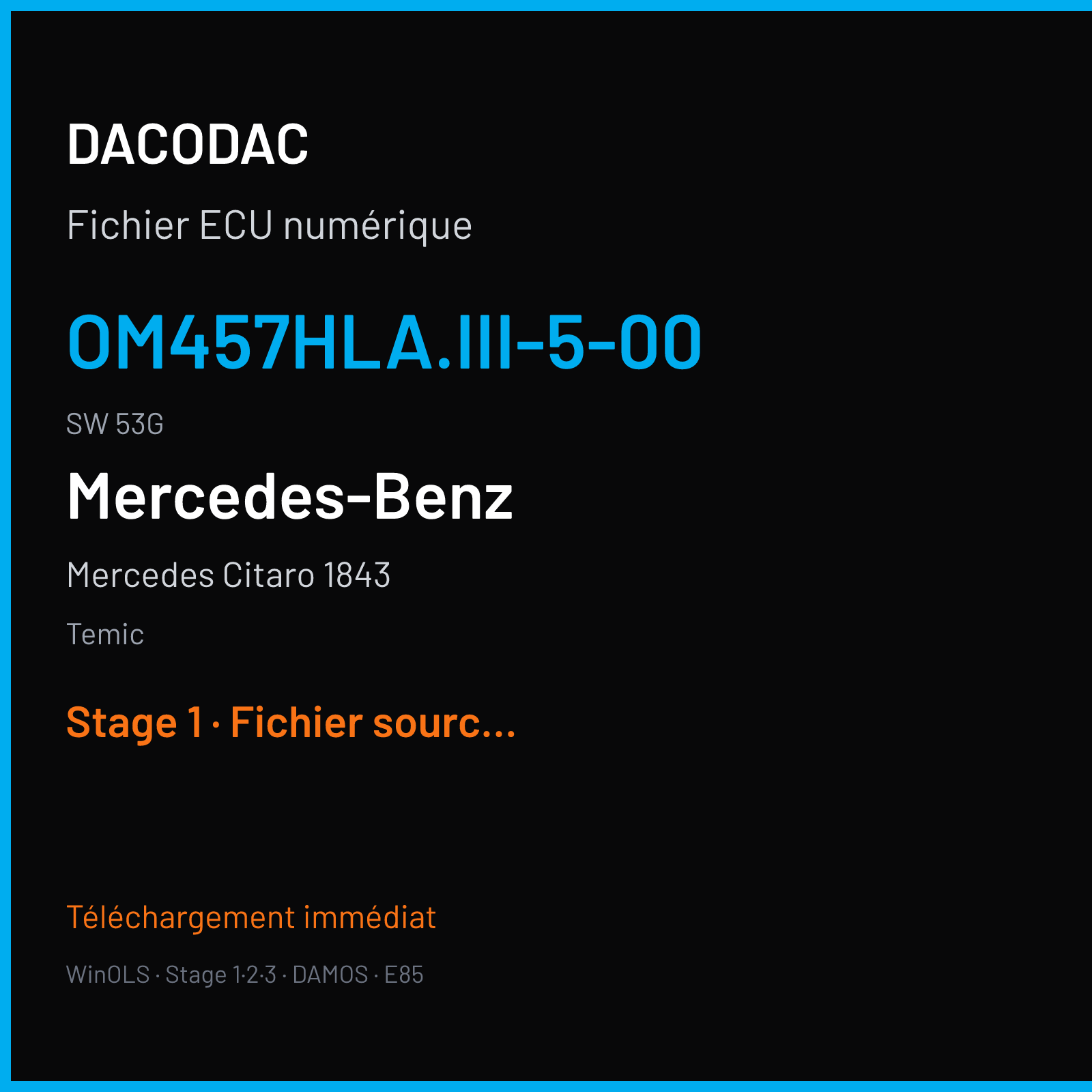 Mercedes Citaro 1843 354 ch (1999) — Temic — OM457hLA.III-5-00 · 53G · ZGS 001 — Stage 1