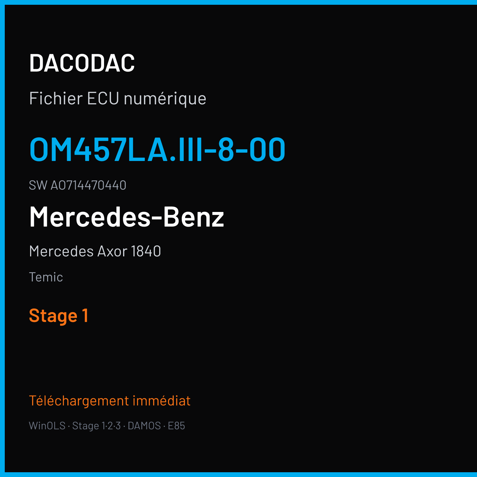 Mercedes Axor 1840 400 ch (2006) — Temic — OM457LA.III-8-00 · AO714470440 · 06A ZGS 002 — Stage 1