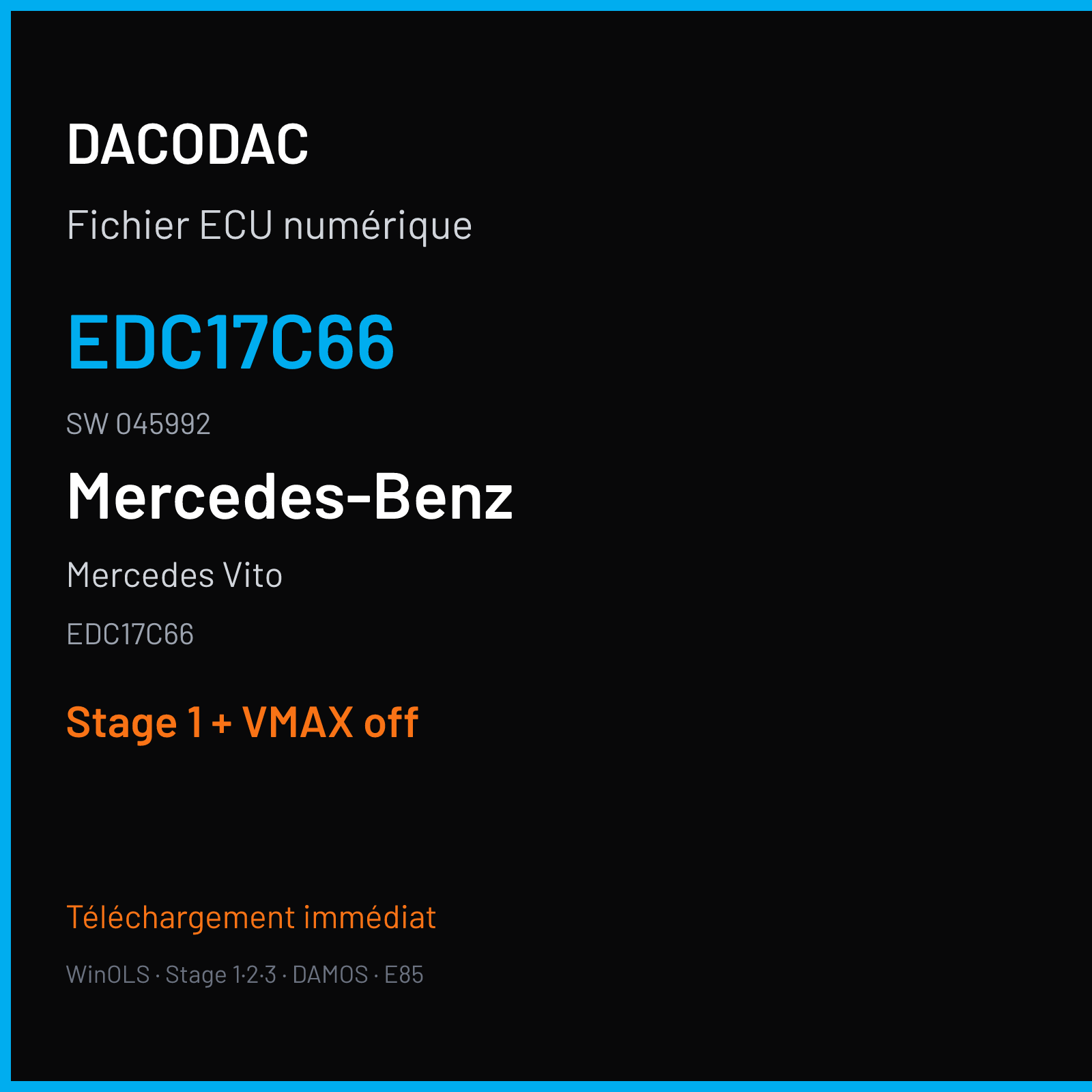 Mercedes Vito (2017) — EDC17C66 — EDC17C66 · 045992 — Stage 1 + VMAX off