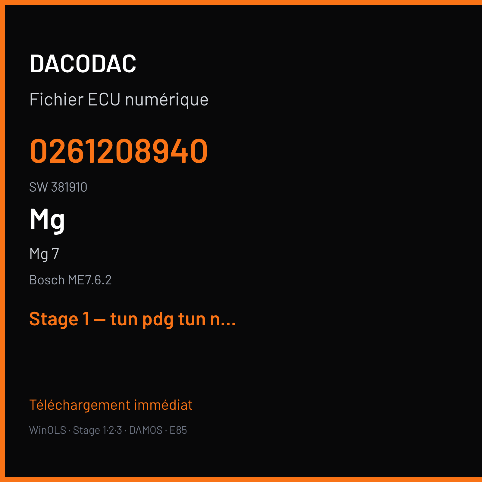 Mg 7 — Bosch ME7.6.2 — 0261208940 · 381910 — Stage 1 — tun pdg tun nja