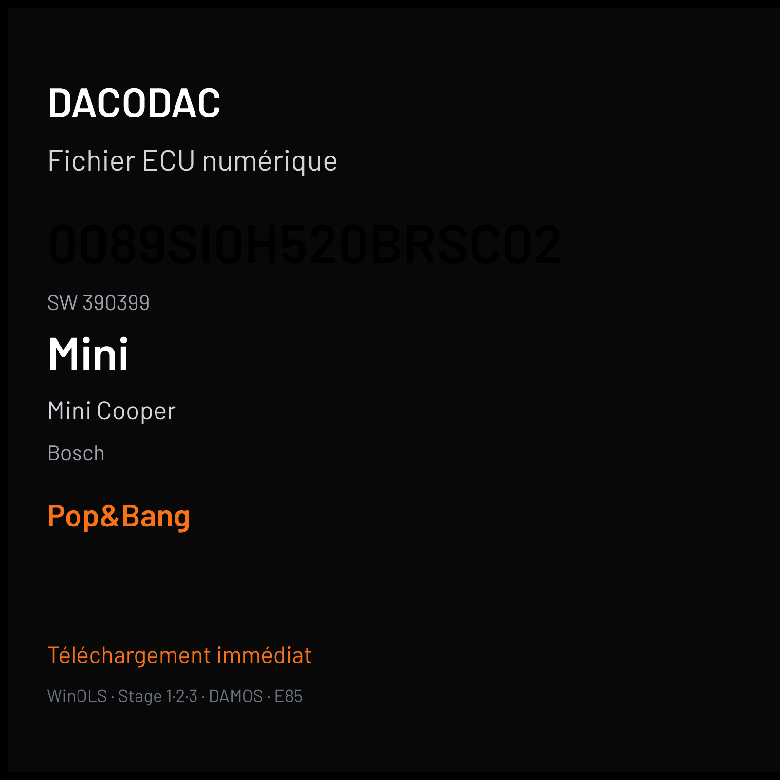 Mini Cooper — Bosch — 0089SI0H520BRSC02 · 390399 — Pop&Bang