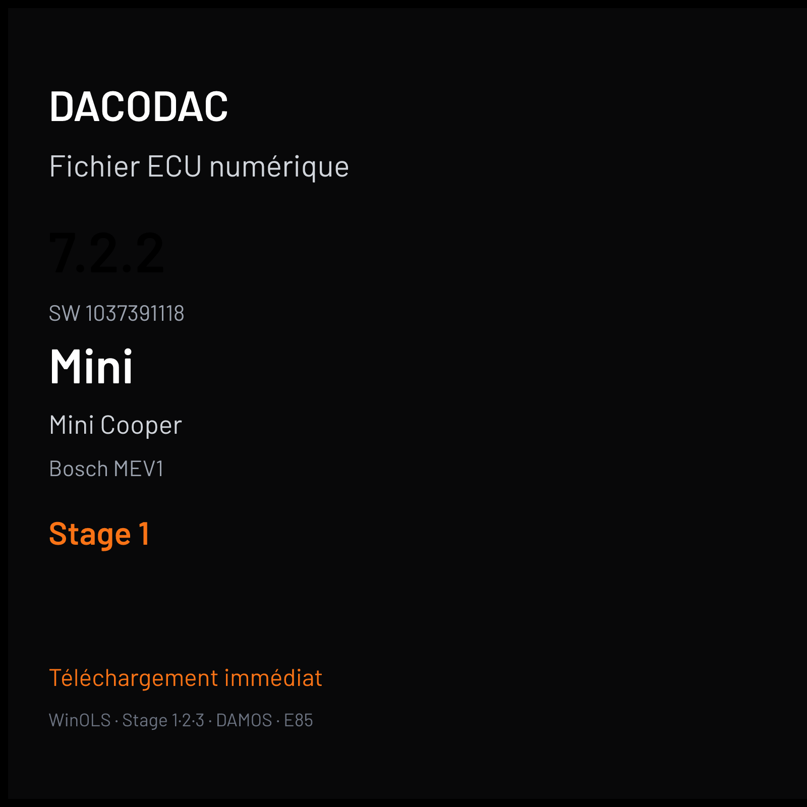 Mini Cooper (2011) — Bosch MEV1 — 7.2.2 · 1037391118 — Stage 1