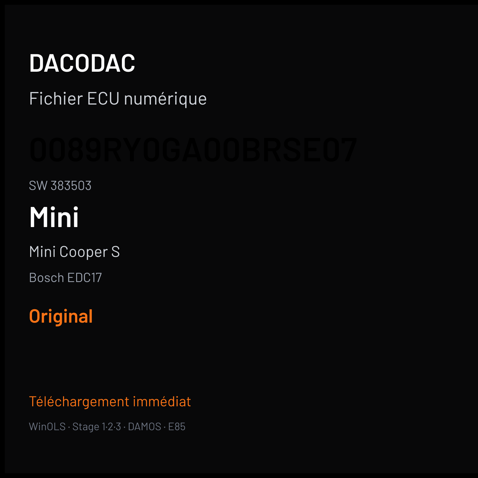 Mini Cooper S — Bosch EDC17 — 0089RY0GA00BRSE07 · 383503 — Original