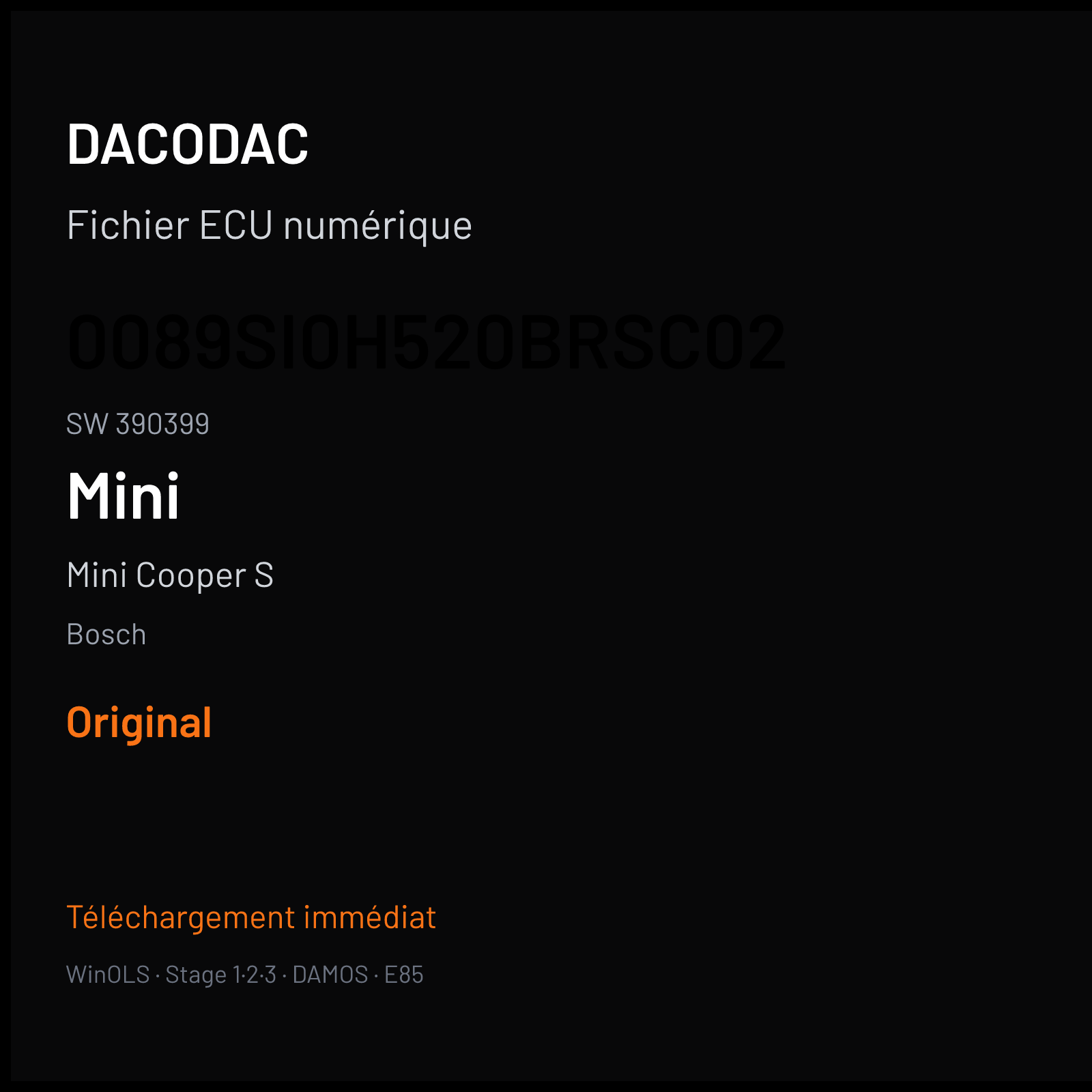 Mini Cooper S (2010) — Bosch — 0089SI0H520BRSC02 · 390399 — Original