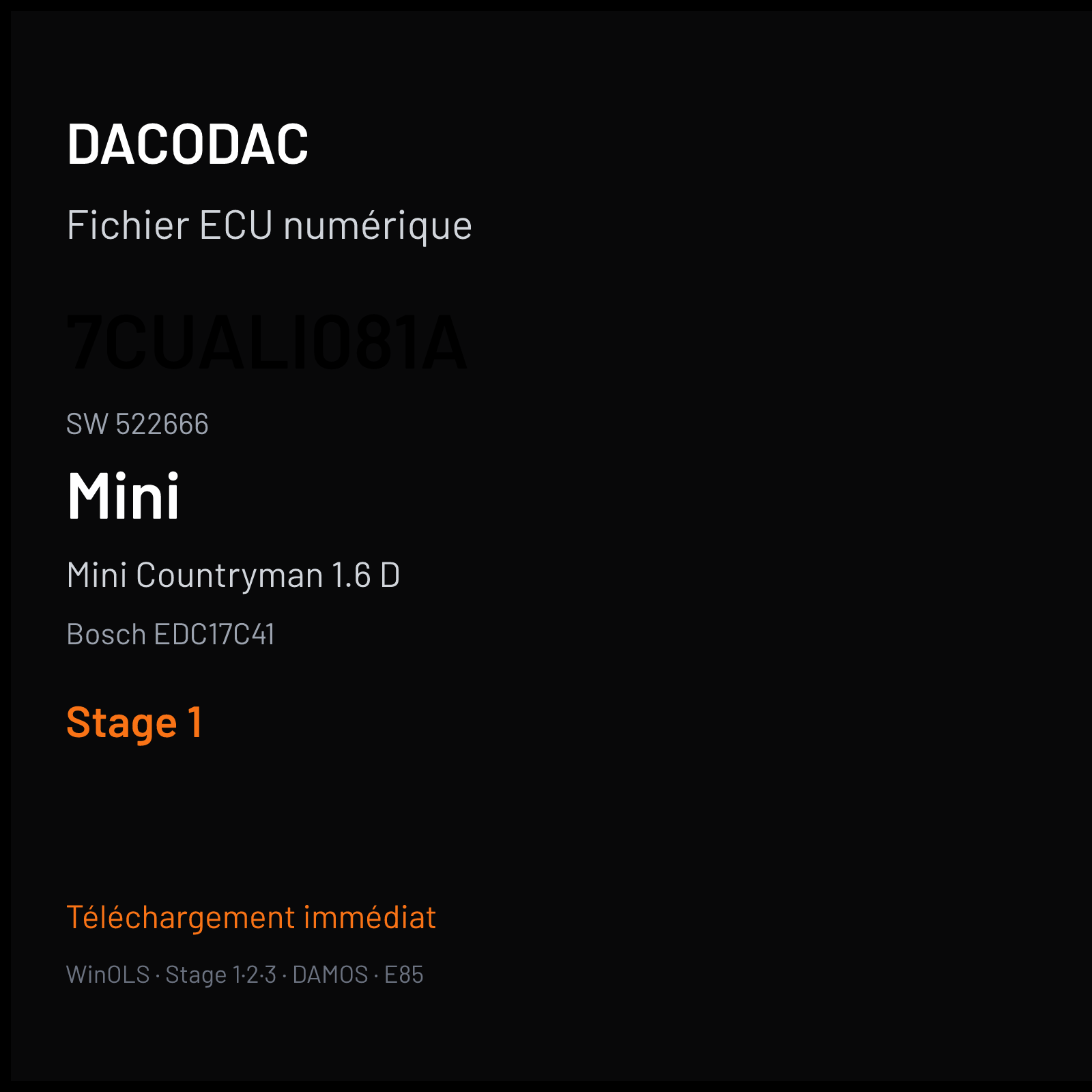 Mini Countryman 1.6 D (2013) — Bosch EDC17C41 — 7CUALI081A · 522666 — Stage 1