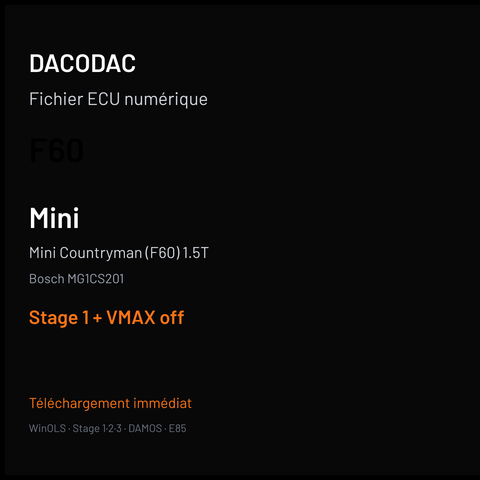 Mini Countryman (F60) 1.5T (2019) — Bosch MG1CS201 — F60 — Stage 1 + VMAX off