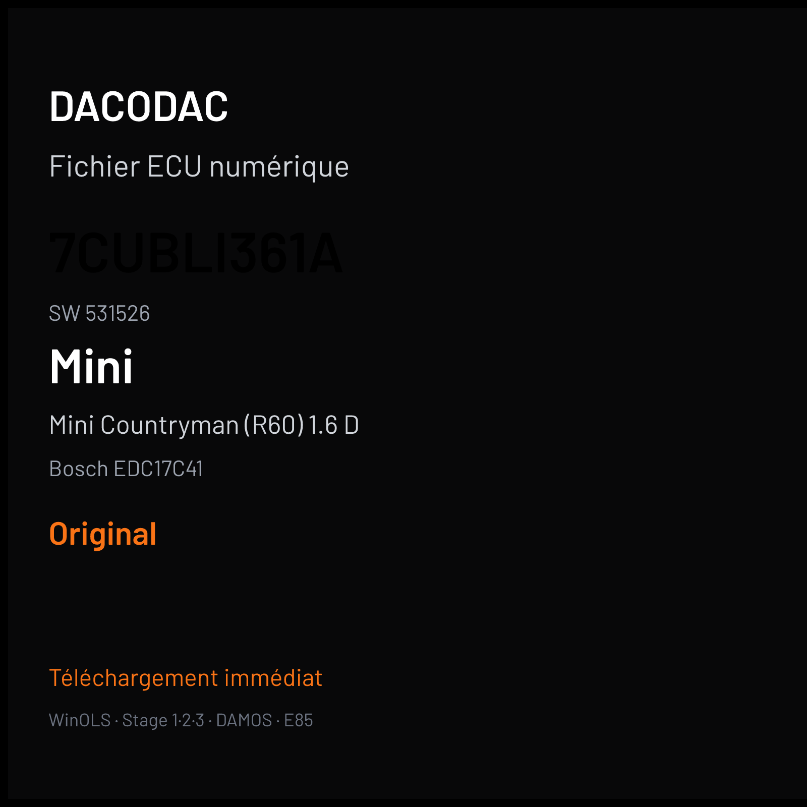 Mini Countryman (R60) 1.6 D (2013) — Bosch EDC17C41 — 7CUBLI361A · 531526 — Original