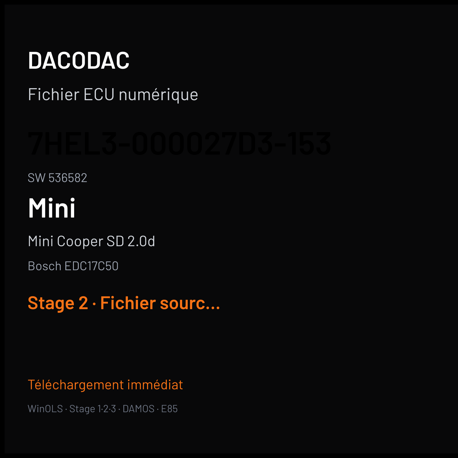 Mini Cooper SD 2.0d (2017) — Bosch EDC17C50 — 7HEL3-000027D3-153 · 536582 — Stage 2