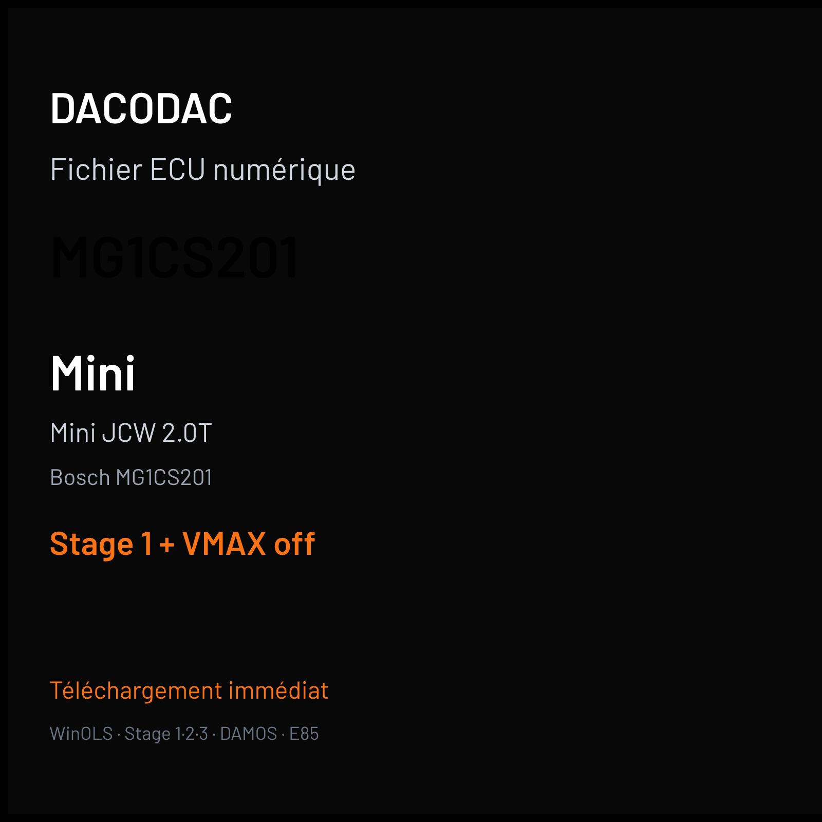 Mini JCW 2.0T (2018) — Bosch MG1CS201 — MG1CS201 — Stage 1 + VMAX off