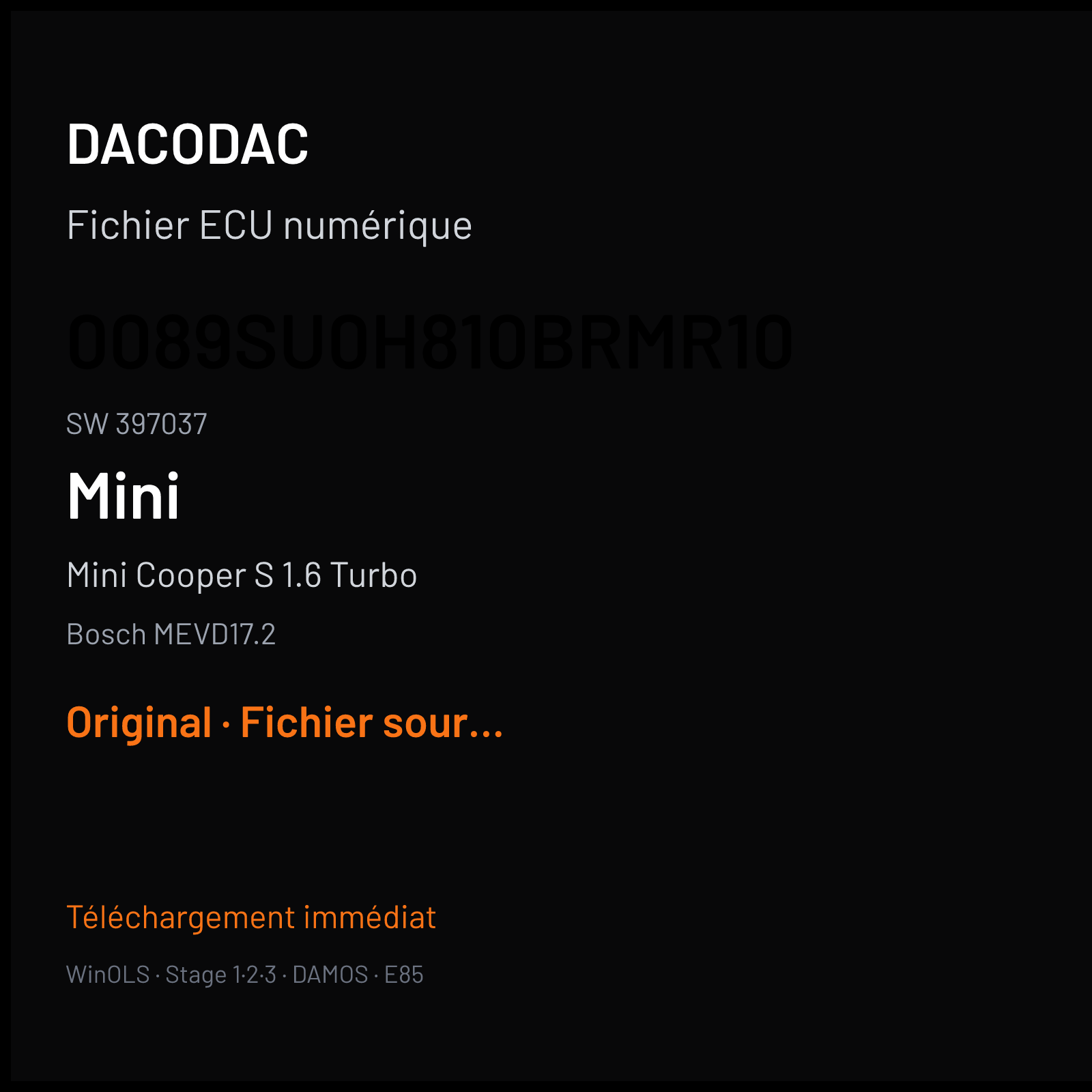 Mini Cooper S 1.6 Turbo — Bosch MEVD17.2 — 0089SU0H810BRMR10 · 397037 — Original