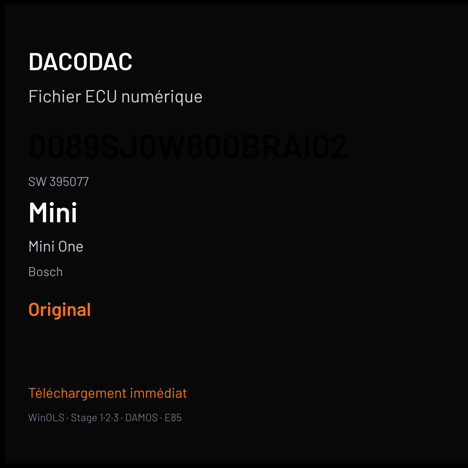 Mini One (2010) — Bosch — 0089SJ0W800BRAI02 · 395077 — Original